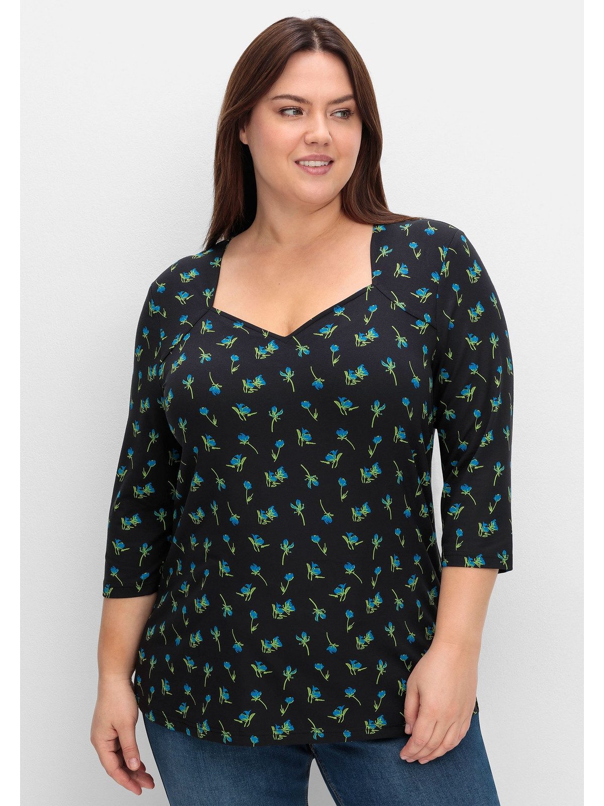 Sheego T-Shirt Große Größen mit Blumenprint günstig online kaufen