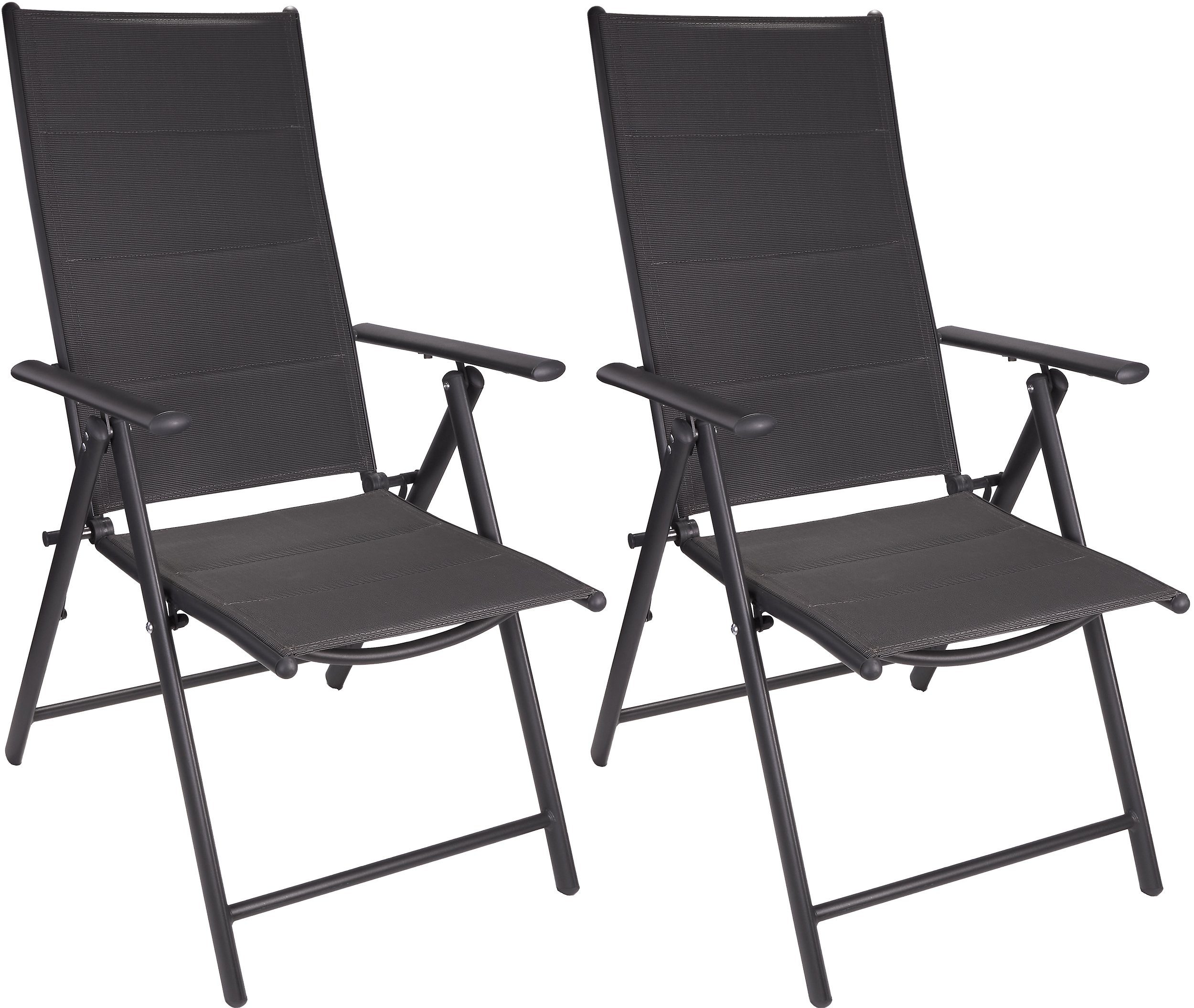 BRUBAKER Gartenstuhl Riva Stuhl mit 7-Fach verstellbarer Rückenlehne (Set, 2 St), Gartenstühle - Faltstühle klappbar - wetterfeste Klappstühle