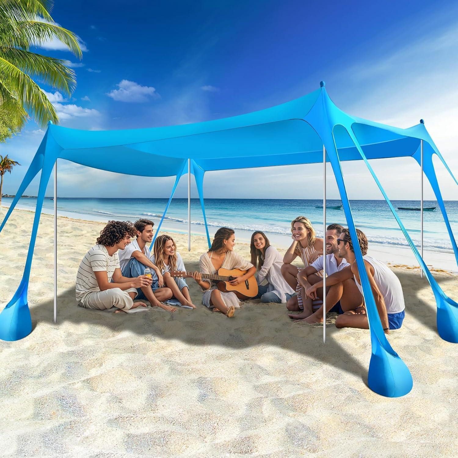 Strandmuschel Strandmuschel UPF50+ Strandzelt Sonnenschutz 8 Sandschaufeln 4 Stangen