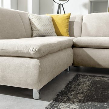 Max Winzer® Ecksofa Terrence Ecksofa links mit Sofa 2,5-Sitzer rechts Flachgewebe beige, 1 Stück, Made in Germany