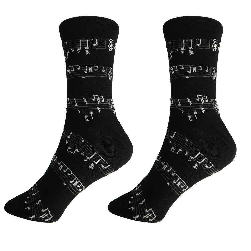 mit Freizeitsocken Musik-Socken schwarz Musiker Notenlinien für mugesh