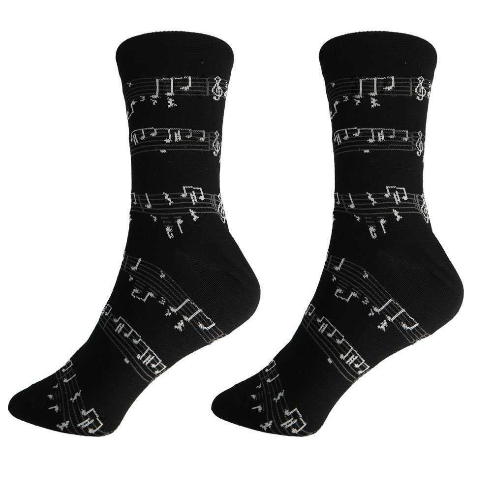 Freizeitsocken Musik-Socken schwarz mit Notenlinien