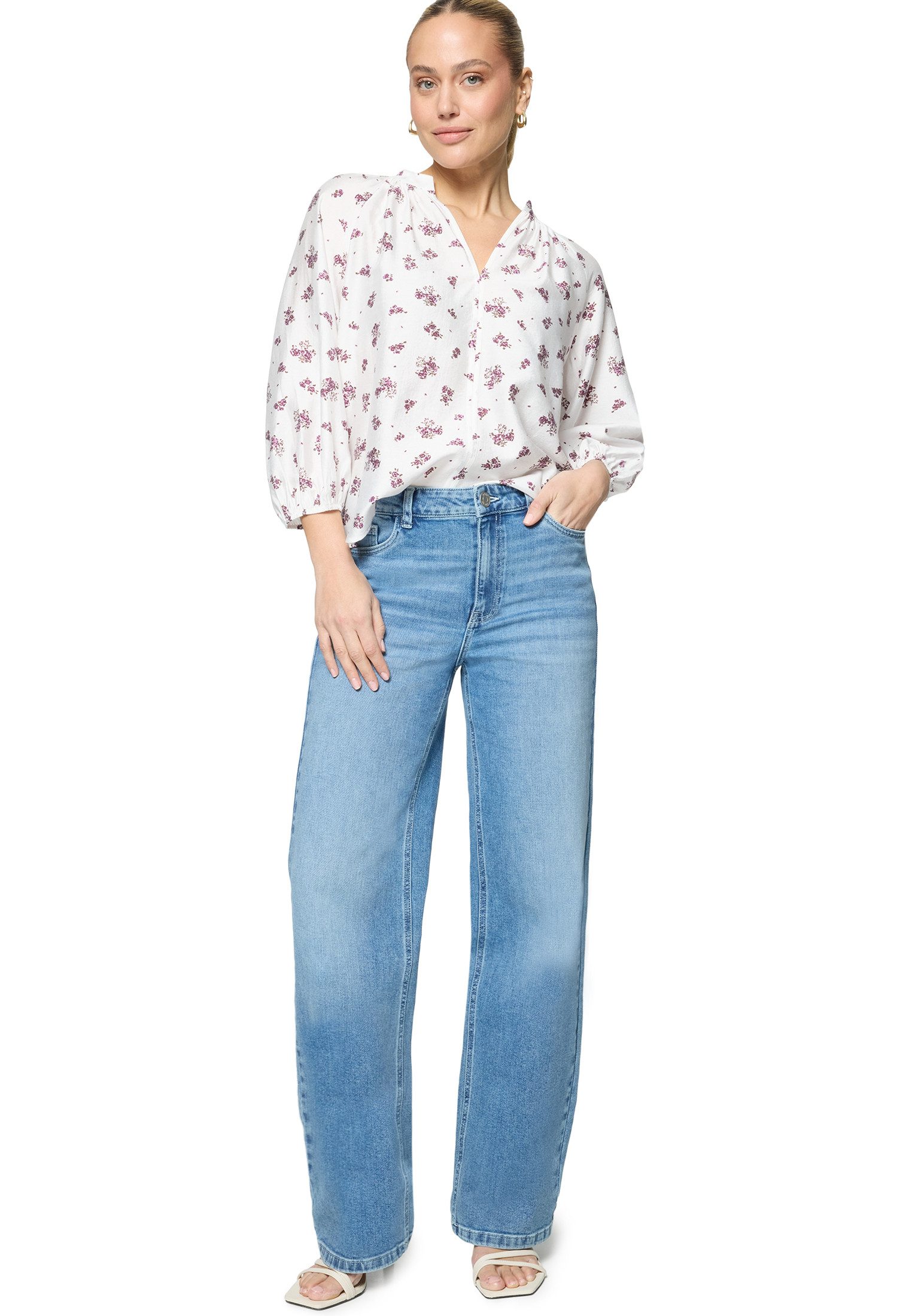 Zero Schlupfbluse Damen mit Blumen