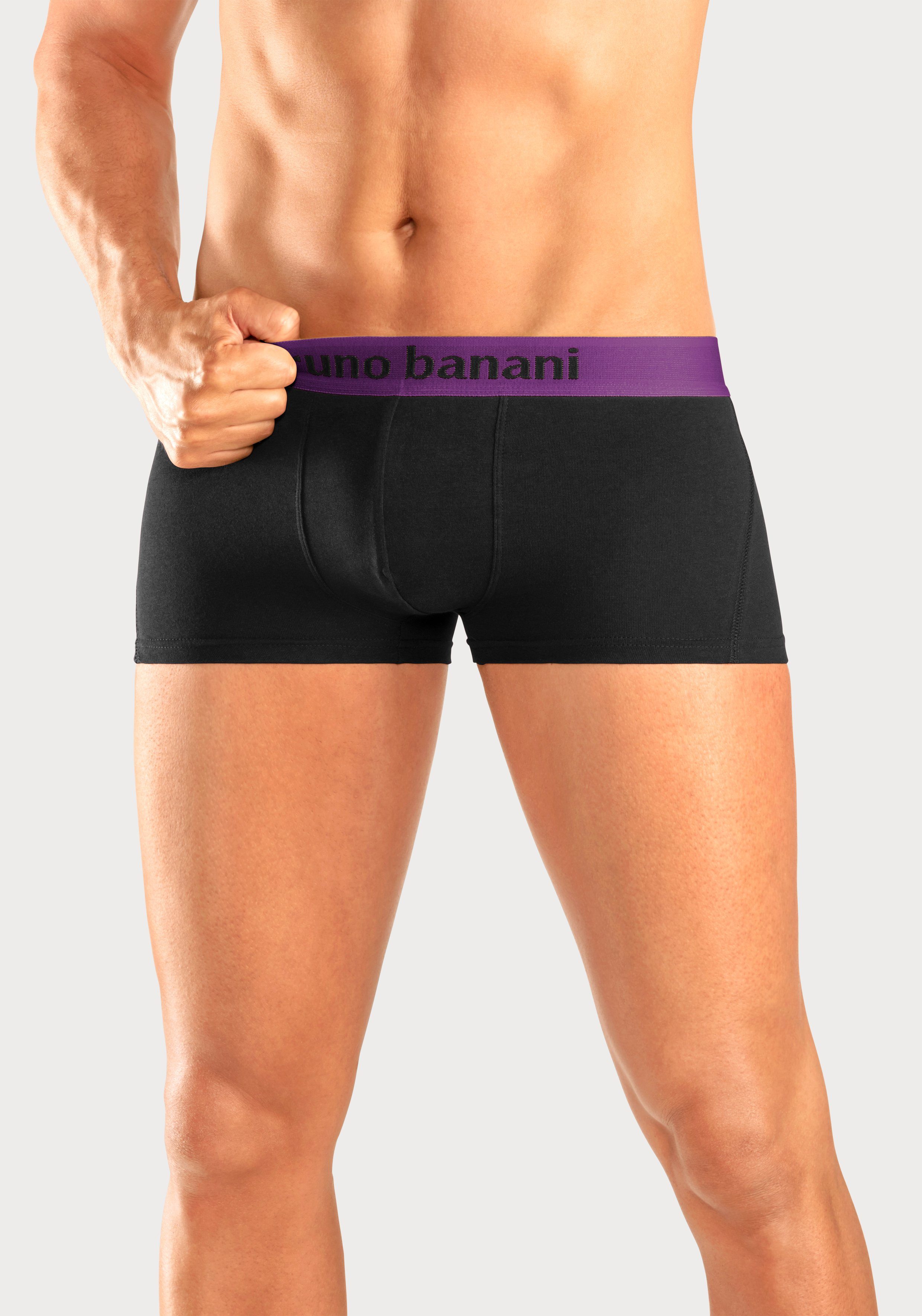 Bruno Banani Hipster (Packung, 4-St) knapp sitzende Boxershorts mit Logo Webbund aus Baumwollmischung