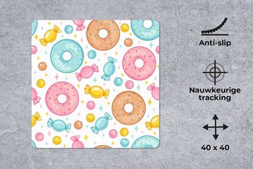 MuchoWow Gaming Mauspad Süßigkeiten - Donuts - Muster (1-St), Mousepad mit Rutschfester Unterseite, Gaming, 40x40 cm, XXL, Großes