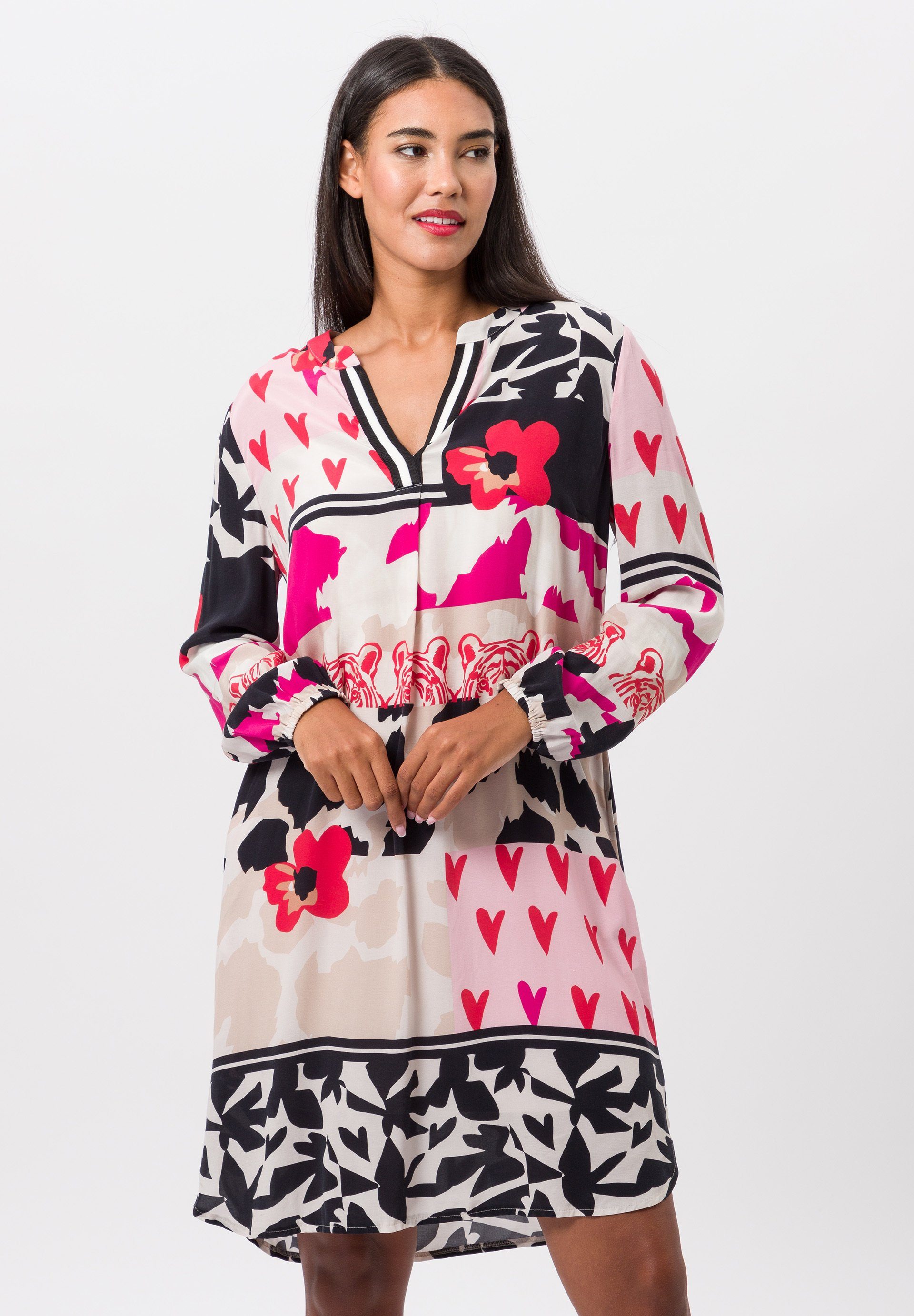 Jerseykleid mit elastischen Ärmelsäumen