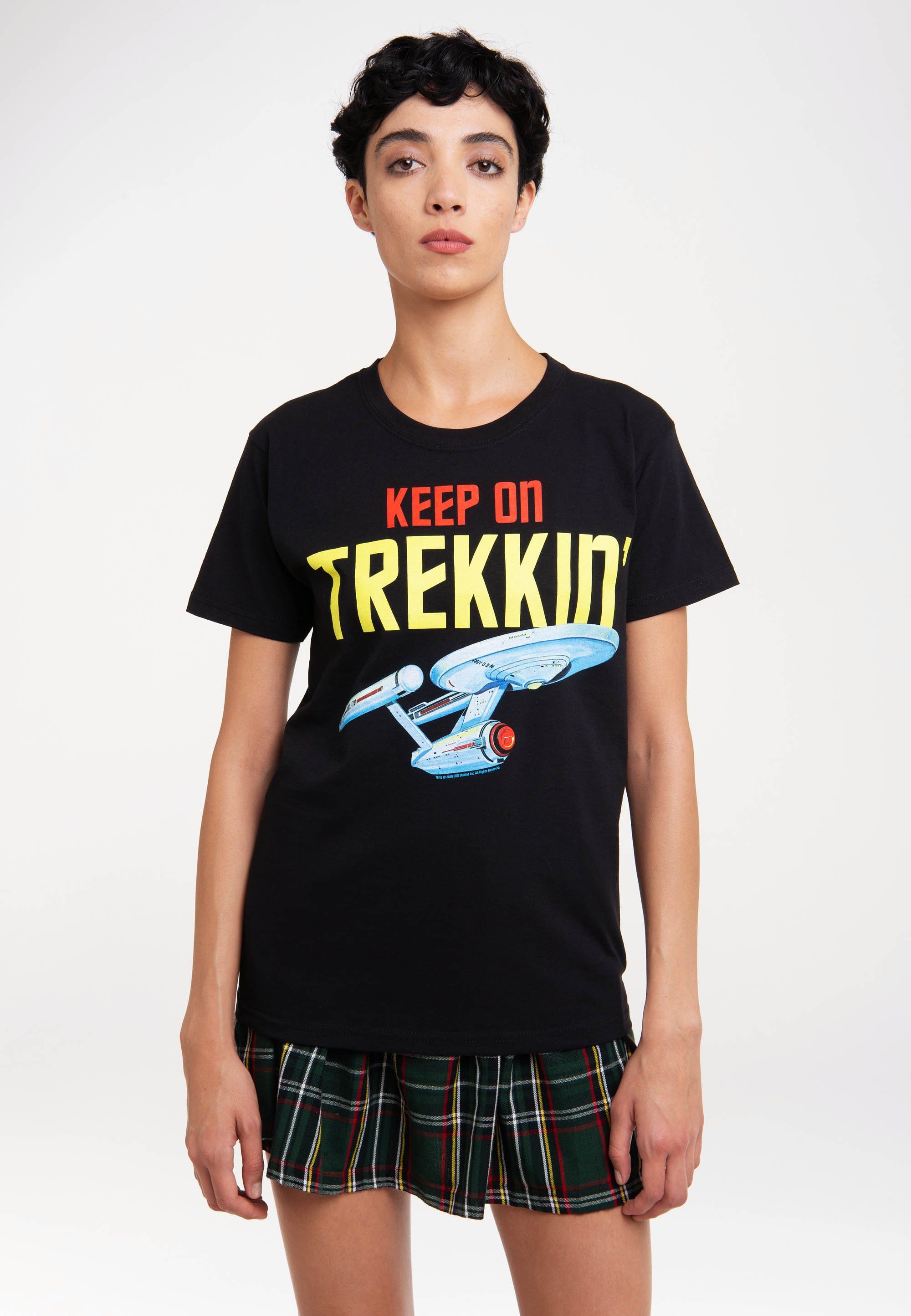 On T-Shirt mit lizenziertem Trekkin Trek Originaldesign Keep Star LOGOSHIRT –