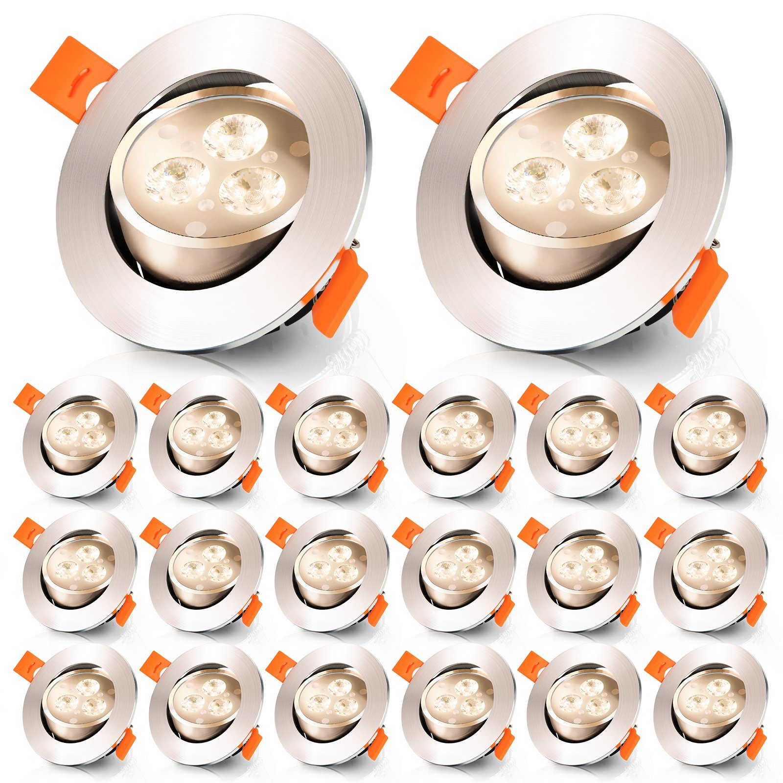 Alu, Deckenlampe LED 20x LED 3W Einbauleuchten Einbaustrahler Einbauleuchte Gimisgu LED Spot LED Einbauleuchten