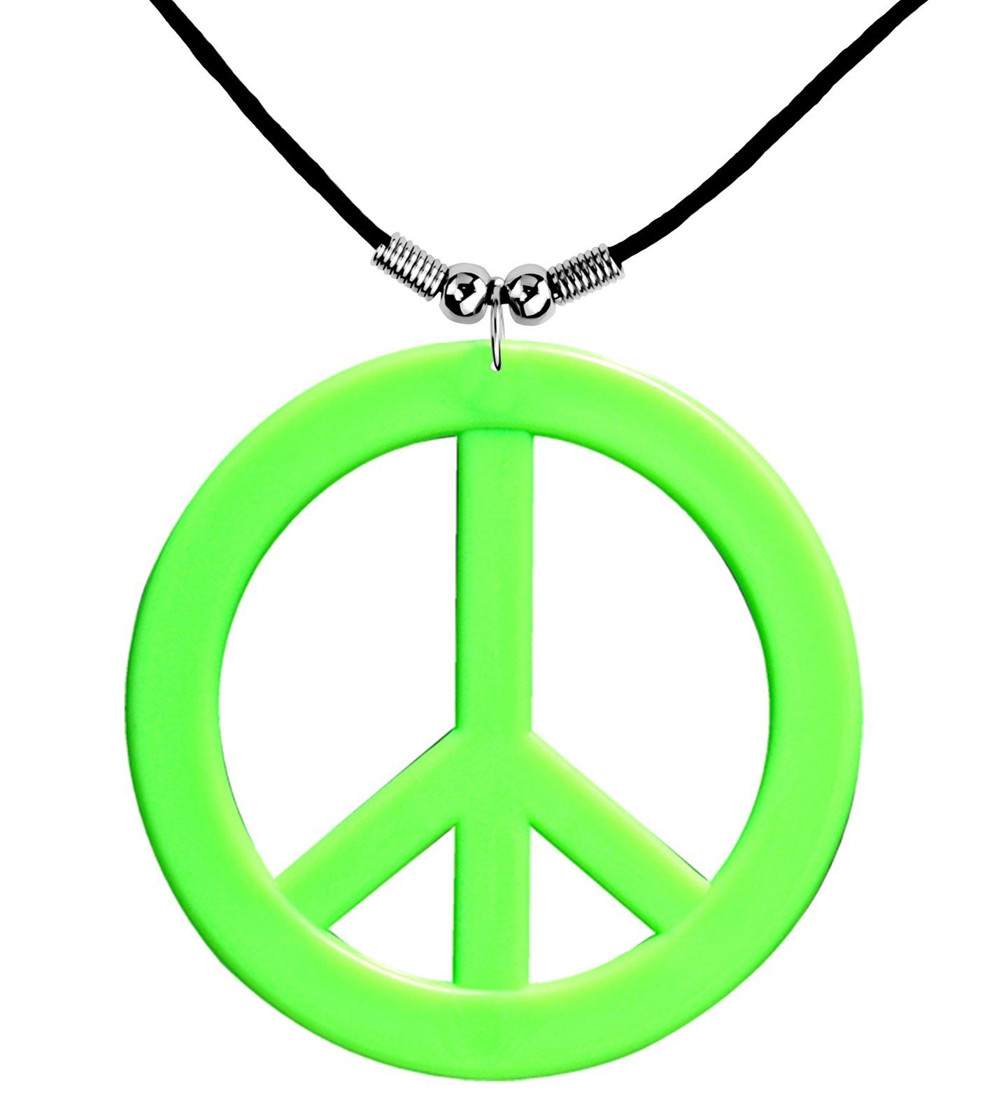 Widmann S.r.l. Kostüm Hippie Halskette 'Peace', Neon Grün
