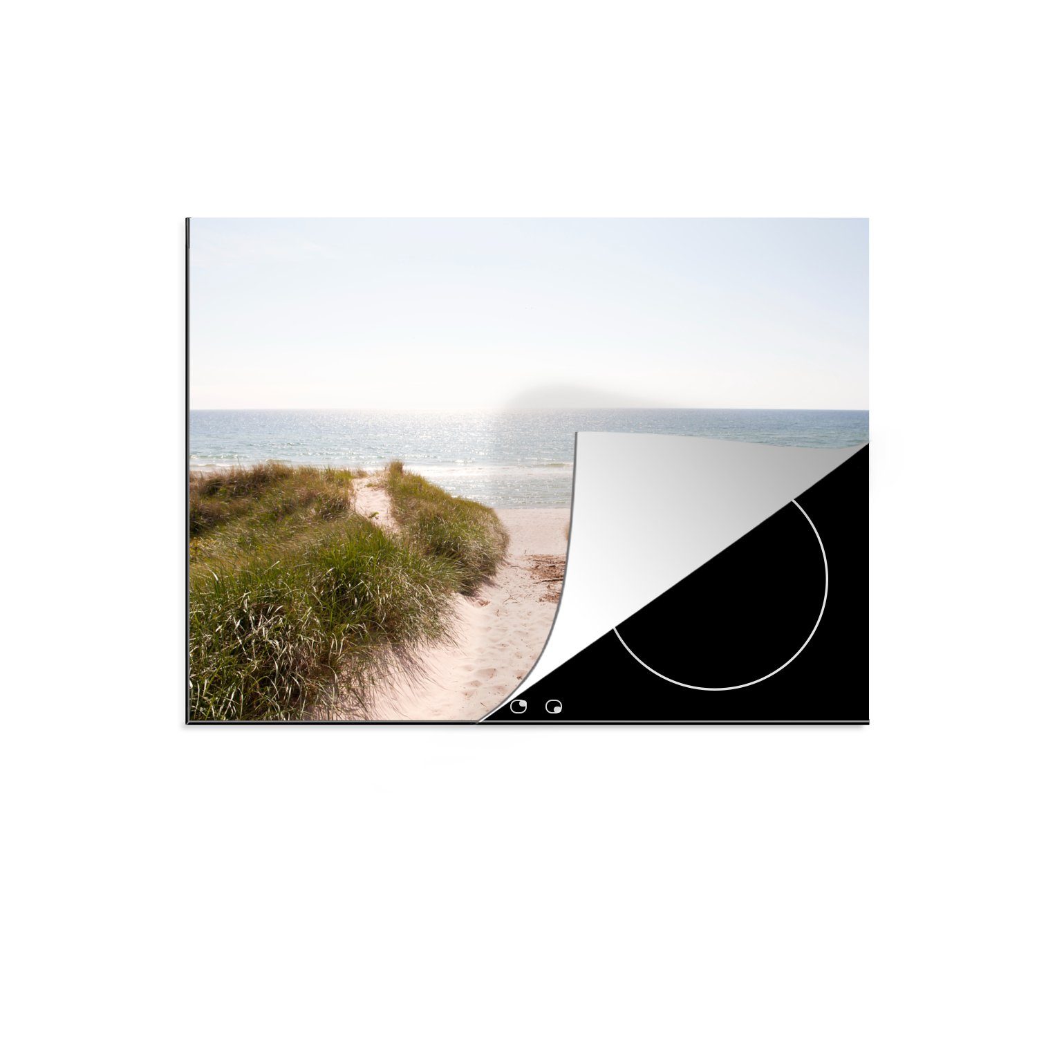 MuchoWow Herdblende-/Abdeckplatte Meer - (1 die Induktionsmatte Strand für cm, - Vinyl, küche, 59x52 tlg), Ceranfeldabdeckung Grün
