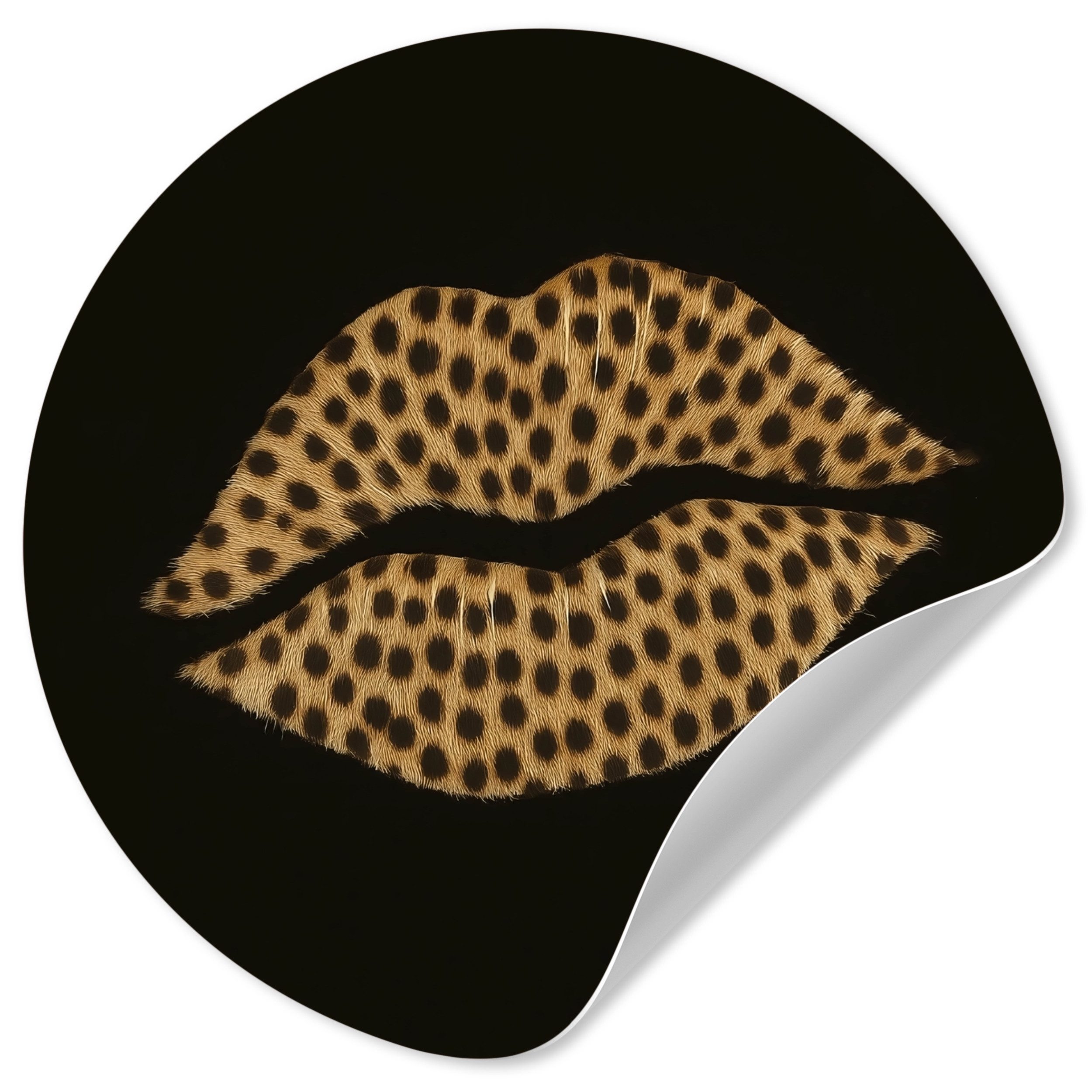 MuchoWow Wandsticker Lippen - Schwarz - Pantherdruck (1 St), Wandtattoo Selbstklebend, Wohnzimmer Deko Aufkleber, 30x30 cm