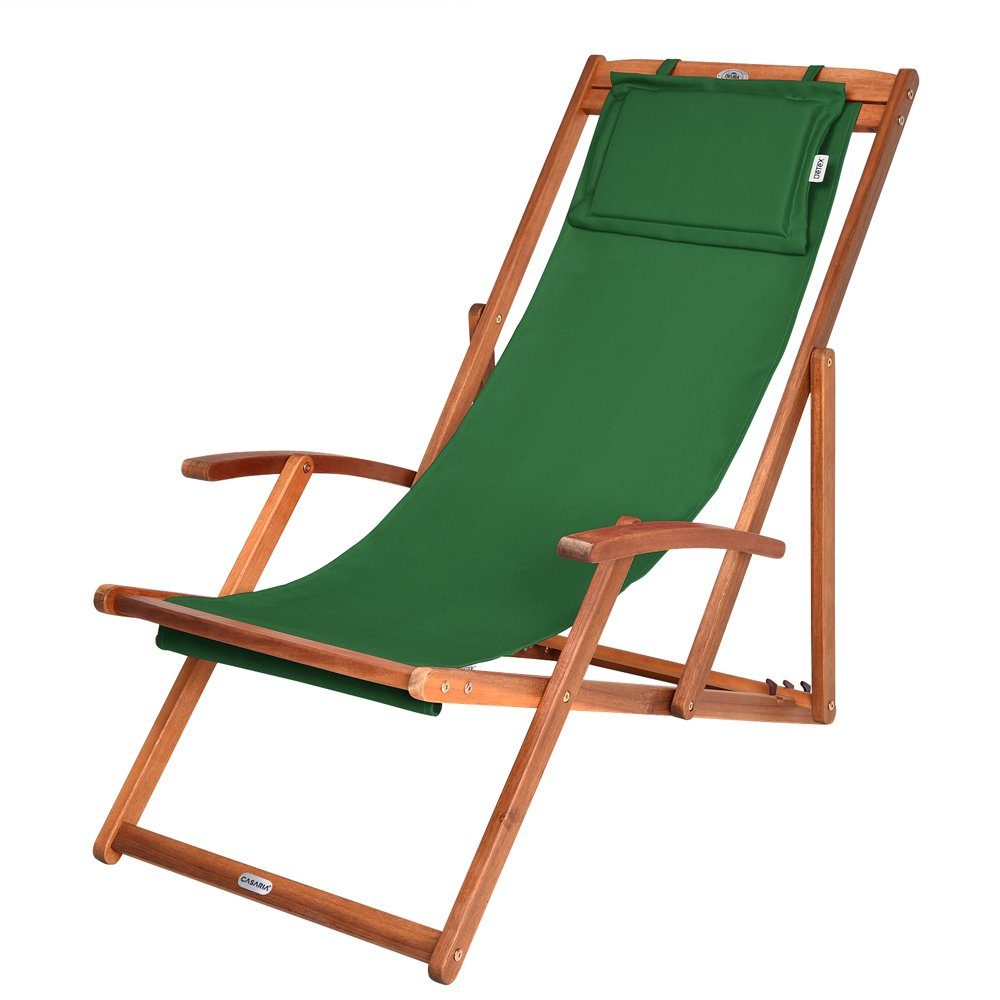 Casaria Gartenliege Grün, 160kg Belastbarkeit, Armlehnen, günstig online kaufen