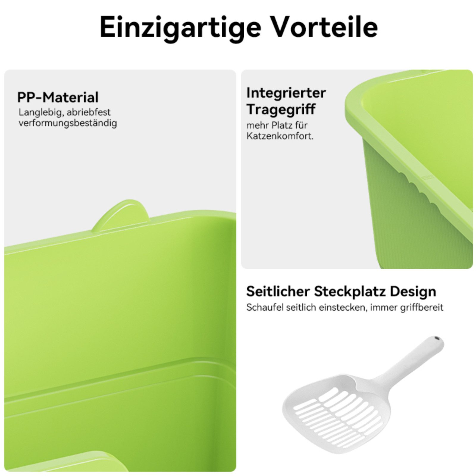 AmiCura Katzentoilette Offenes Katzenklo,extragroße Katzentoilette, mit hohen Seitenwänden, Mit Katzenstreuschaufel, Mehrzweck