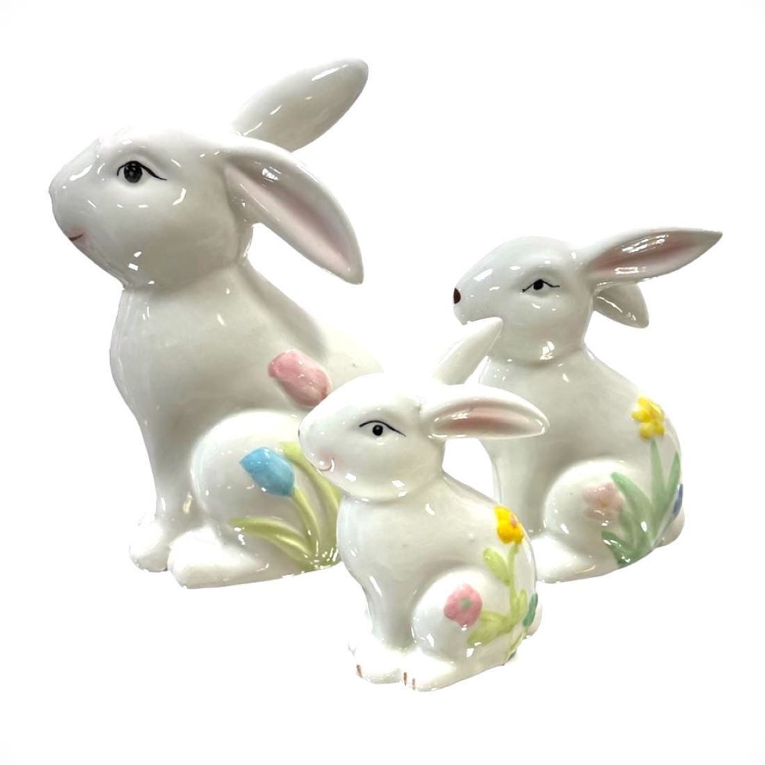 formano Osterei, Hasengruppe, Haus,Keramikkollektion mit ausgearbeiteten Blumen (Set, 1er Pack, 2er, 3er Pack), ausgearbeitete Blumenmuster