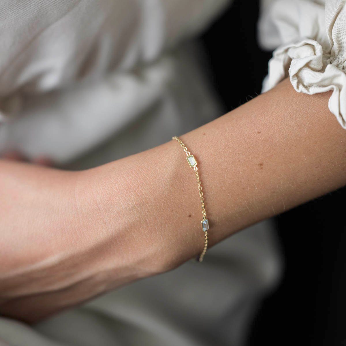 Materia Armkette Damen Edelstein Armband Bunt Gold 17,5-20cm SA-40, Sterlin günstig online kaufen