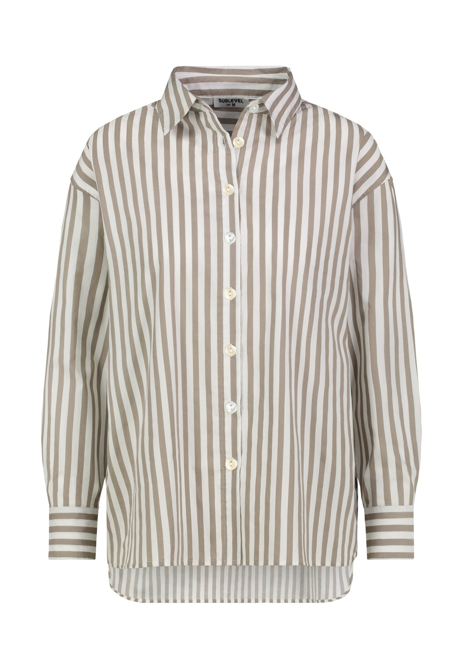 SUBLEVEL Langarmbluse Damen Bluse gestreift Hemdbluse, überschnittene Schul günstig online kaufen