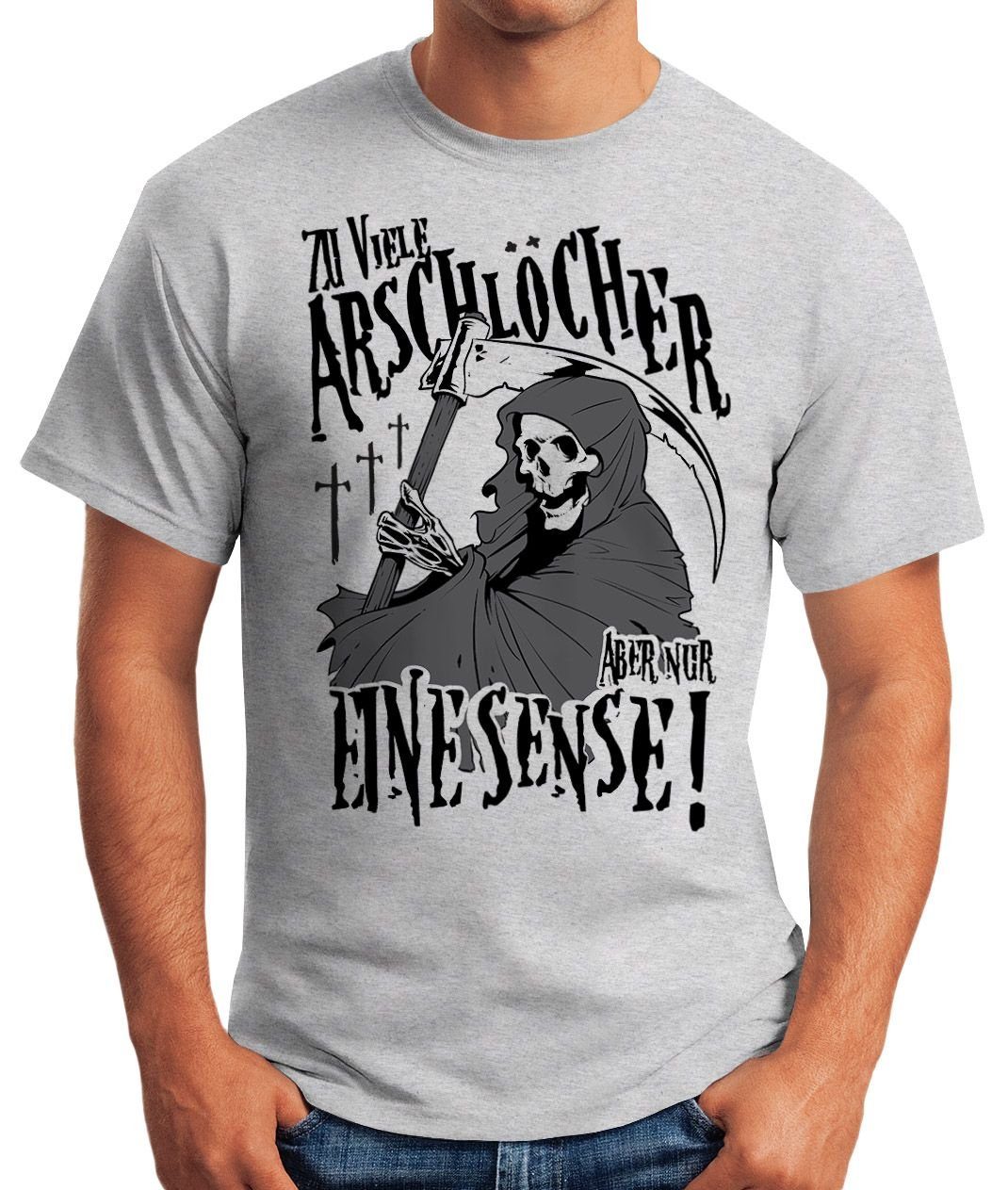 mit viele So Print-Shirt Spruch mit Print Herren eine Sense Arschlöcher nur T-Shirt aber MoonWorks Moonworks® grau