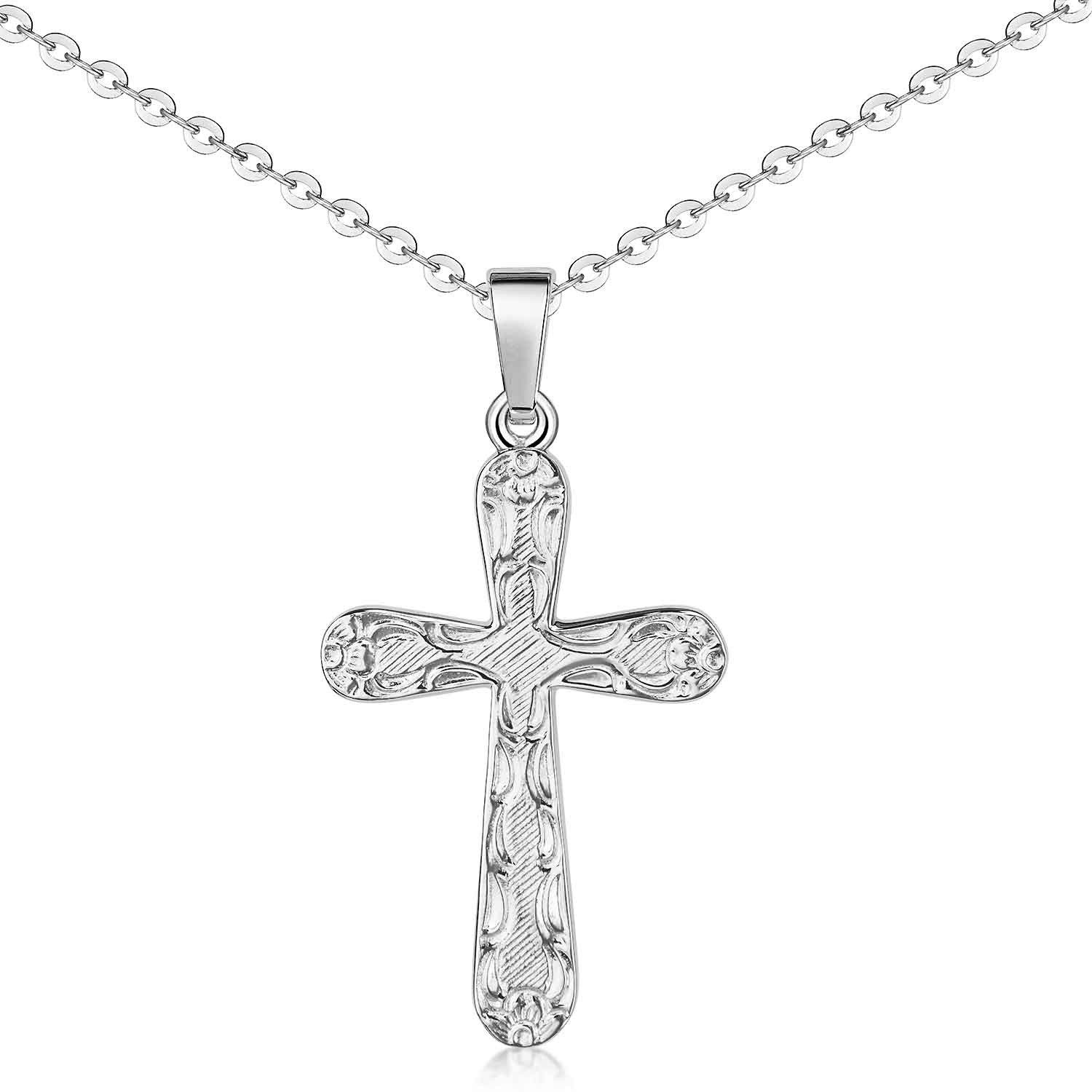 Materia Kettenanhänger Unisex Silber Kreuz Muster günstig online kaufen