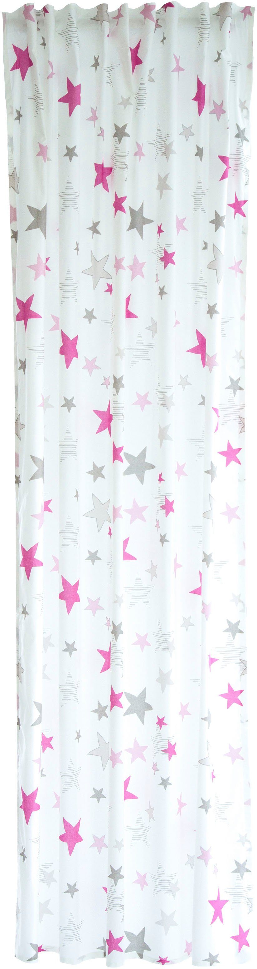 Vorhang Stars, HOMING, verdeckte Schlaufen (1 St), blickdicht, blickdicht, Kinderzimmer, Sterne, Babyzimmer rosa/weiß