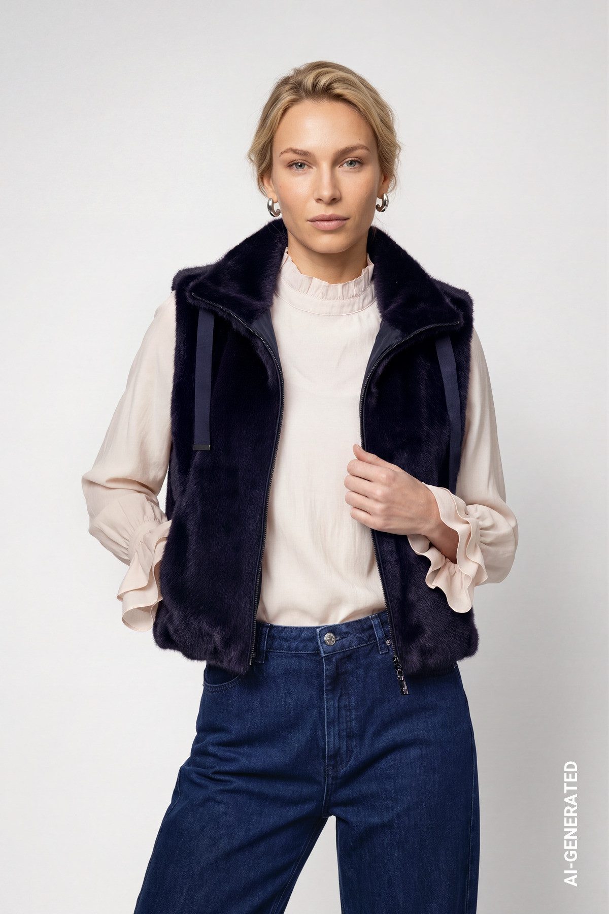 Monari Fellimitatweste Weste Basic fake fur Regular fit mit Stehkragen