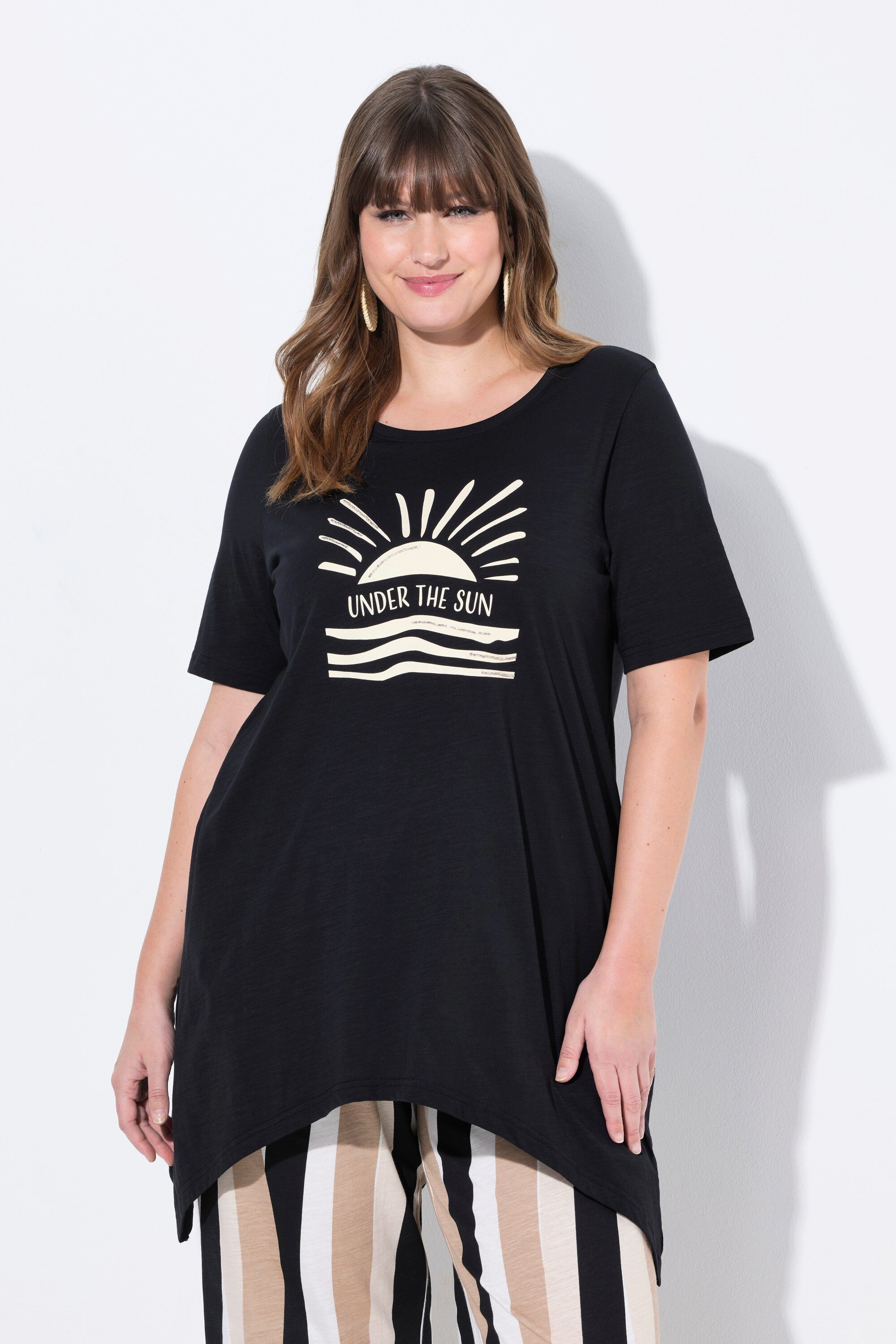 Ulla Popken Longshirt T-Shirt Sonnen Rundhals günstig online kaufen