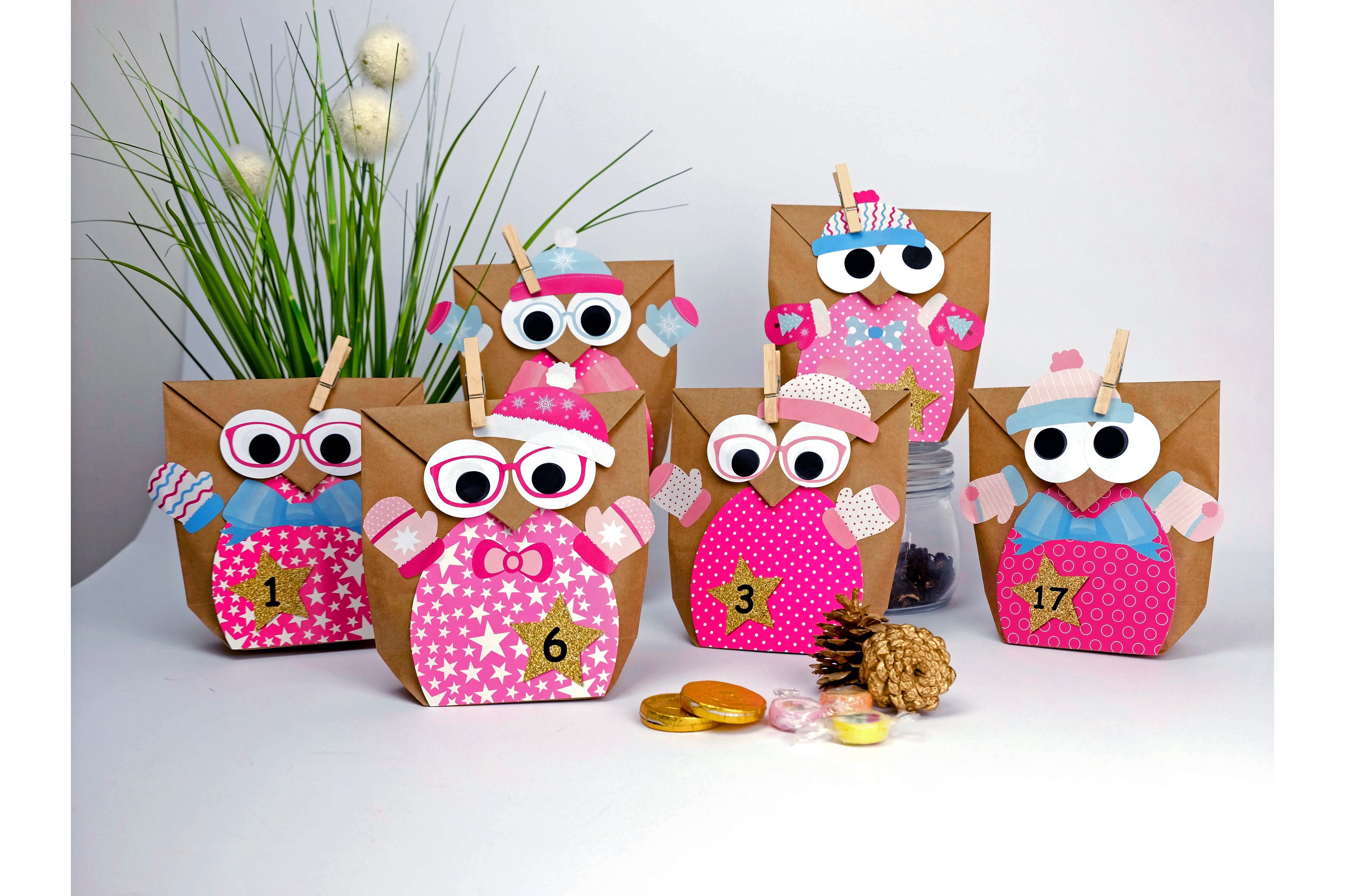 PAPIERDRACHEN Adventskalender DIY Adventskalender - Weihnachtseulen - (24-tlg)