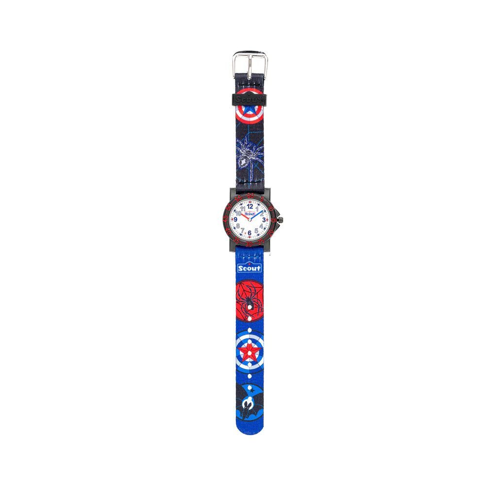 Scout Quarzuhr IT-Collection Kinderuhr 164000028 Superhelden Lernuhr Textilband 33 mm