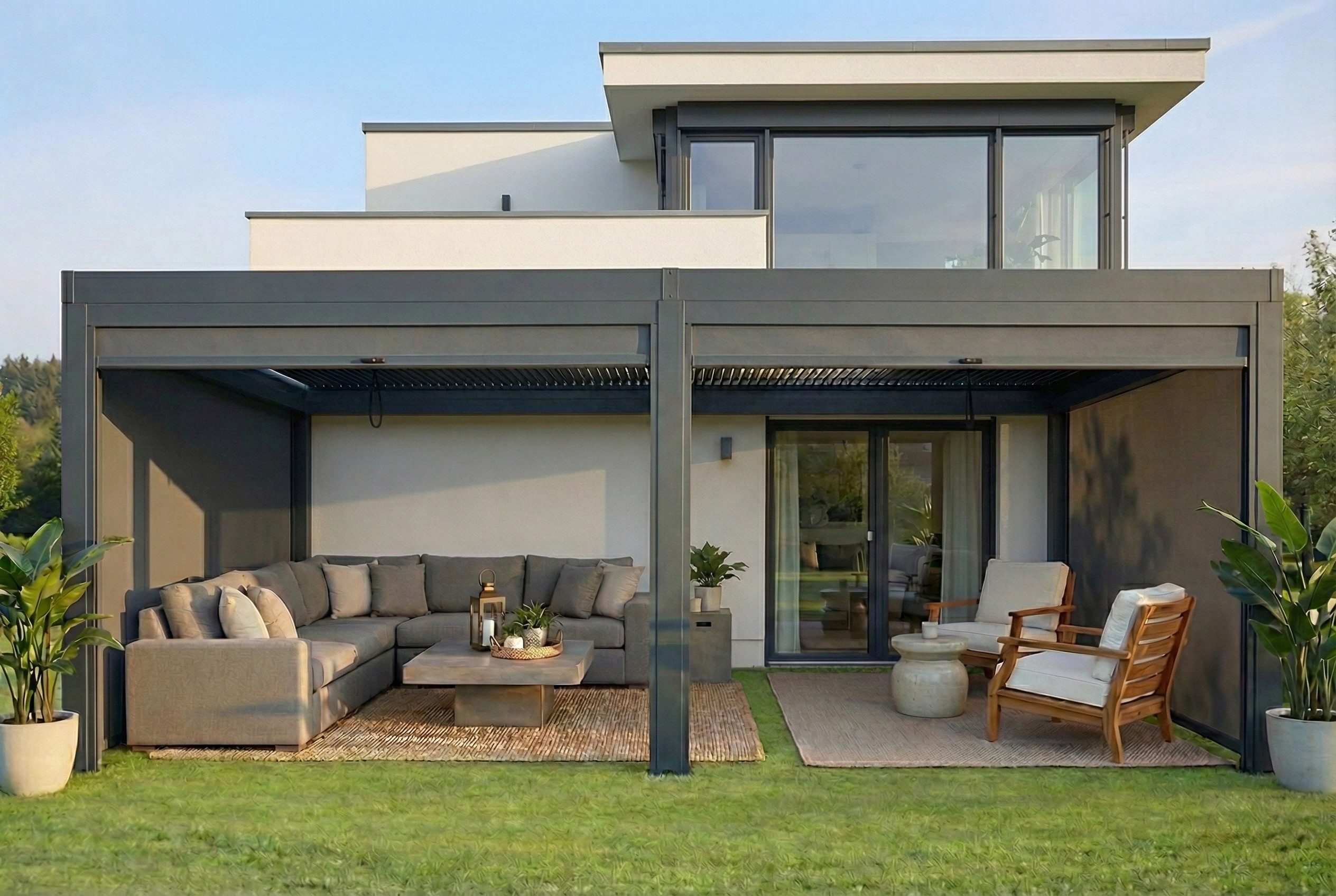 MCW Pergola Terassenvordach 6x3m Lamellendach Pergola Terassenüberdachung Alu, (5-tlg)