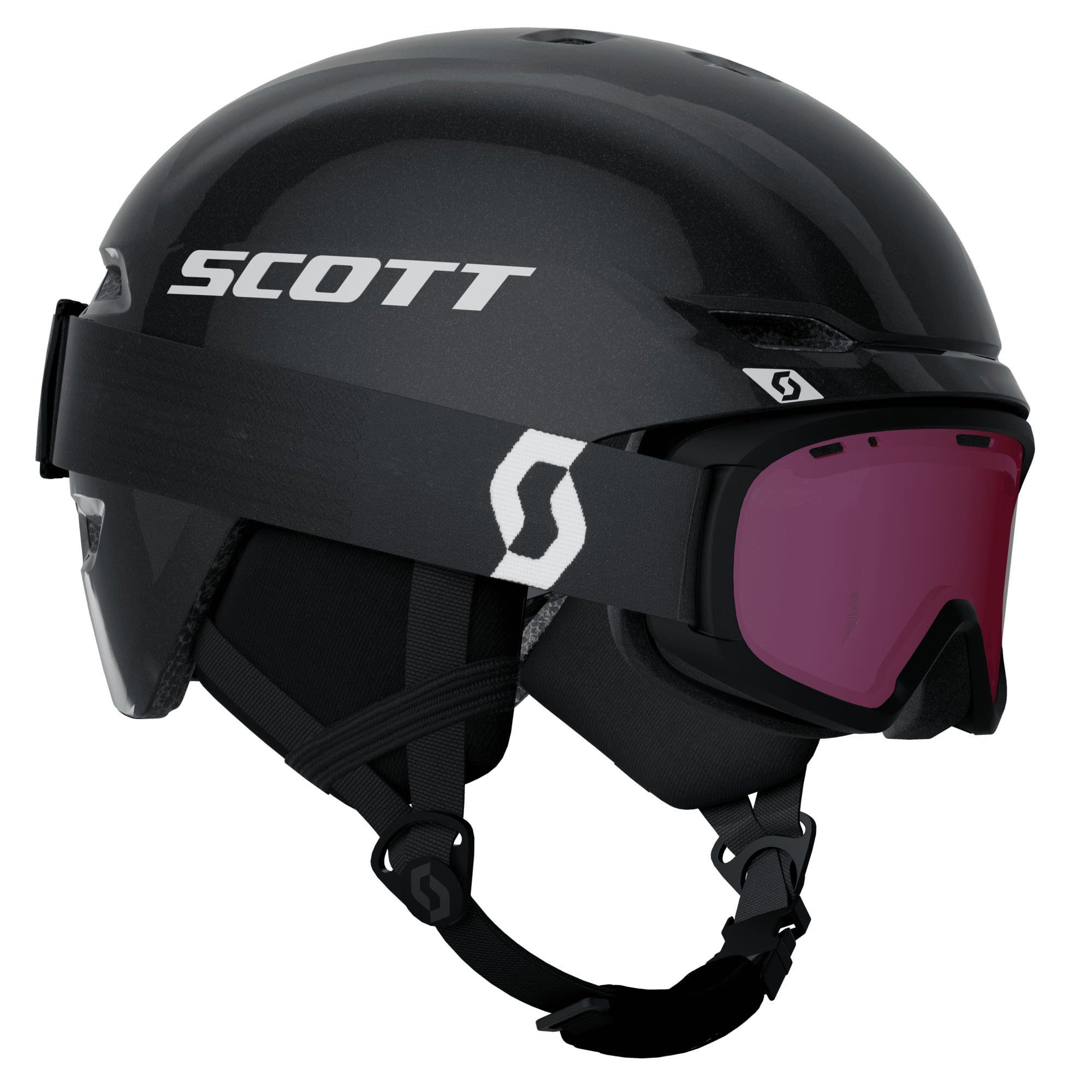 2 + Scott Goggle Skibrille - Black Scott Combo Witty Helmet Keeper White Mineral Junior