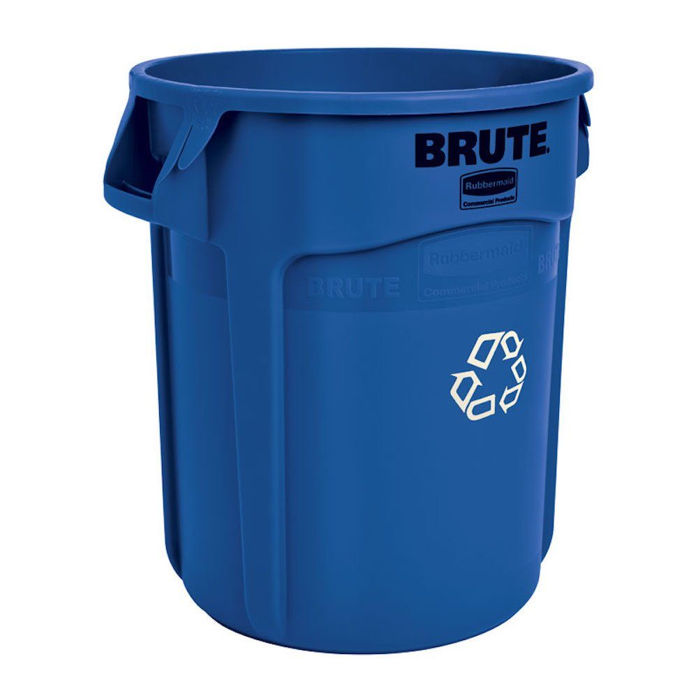 PROREGAL® Mülltrennsystem Brute Mehrzwecktonne mit Belüftungskanälen, 121,1L, Orange Blau mit Recyclingsymbol