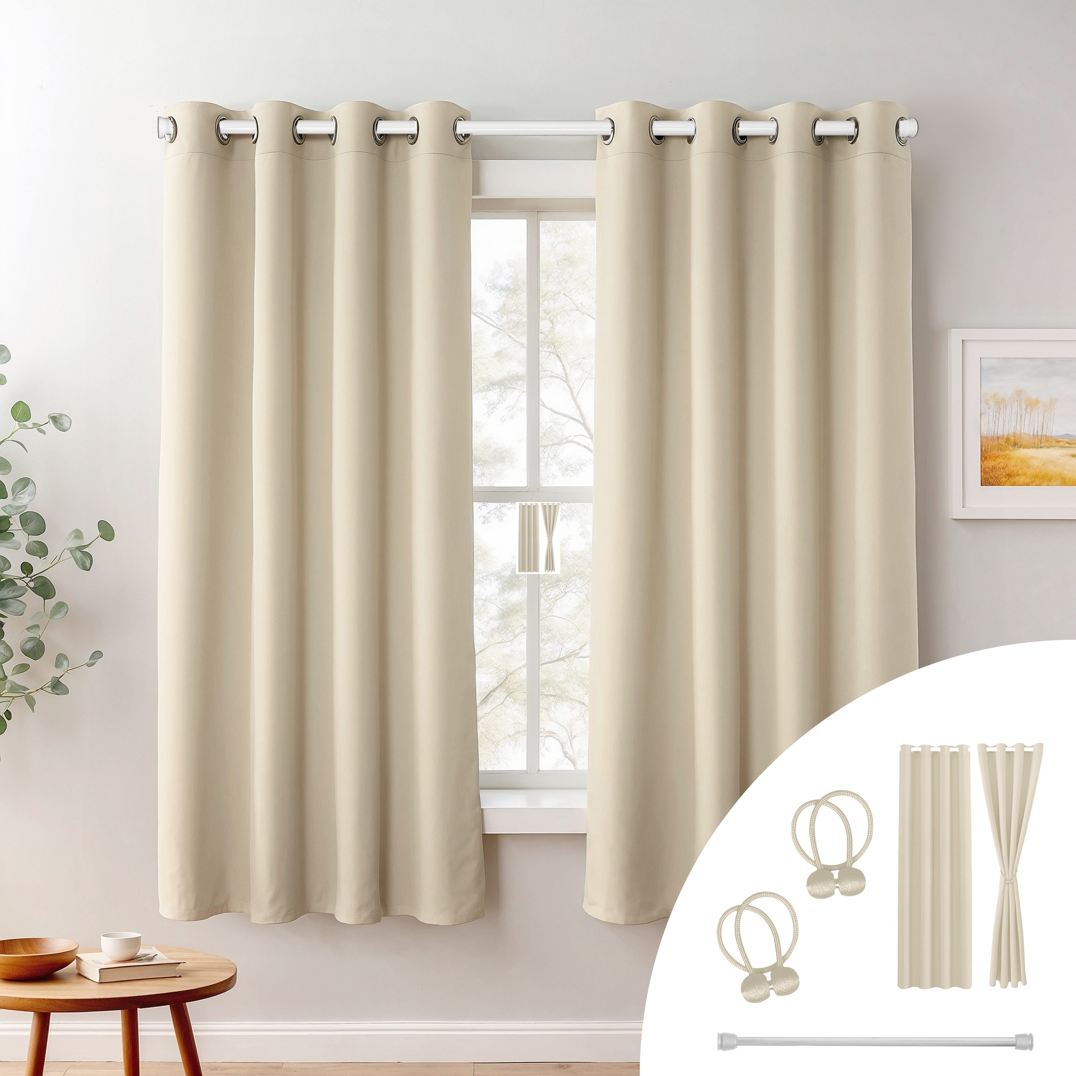 Cozyor Vorhang Set mit 2x Gardine + 2x Vorhanghalter + 1x Gardinenstange oh günstig online kaufen