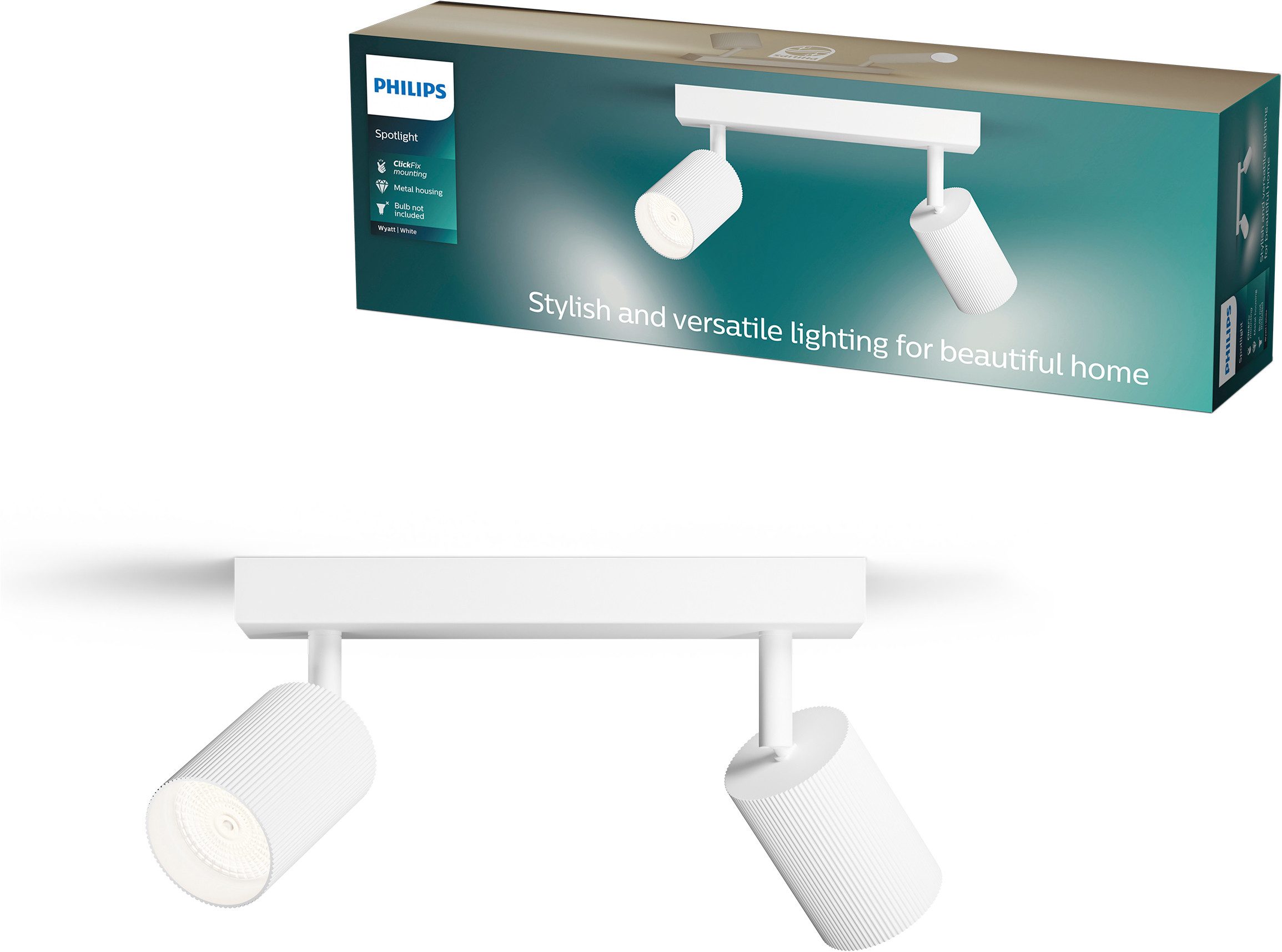 Philips Deckenspot Wyatt LED, Aluminium, exklusive GU10, ohne Leuchtmittel, Wand- & Deckenmontage, schwenkbar