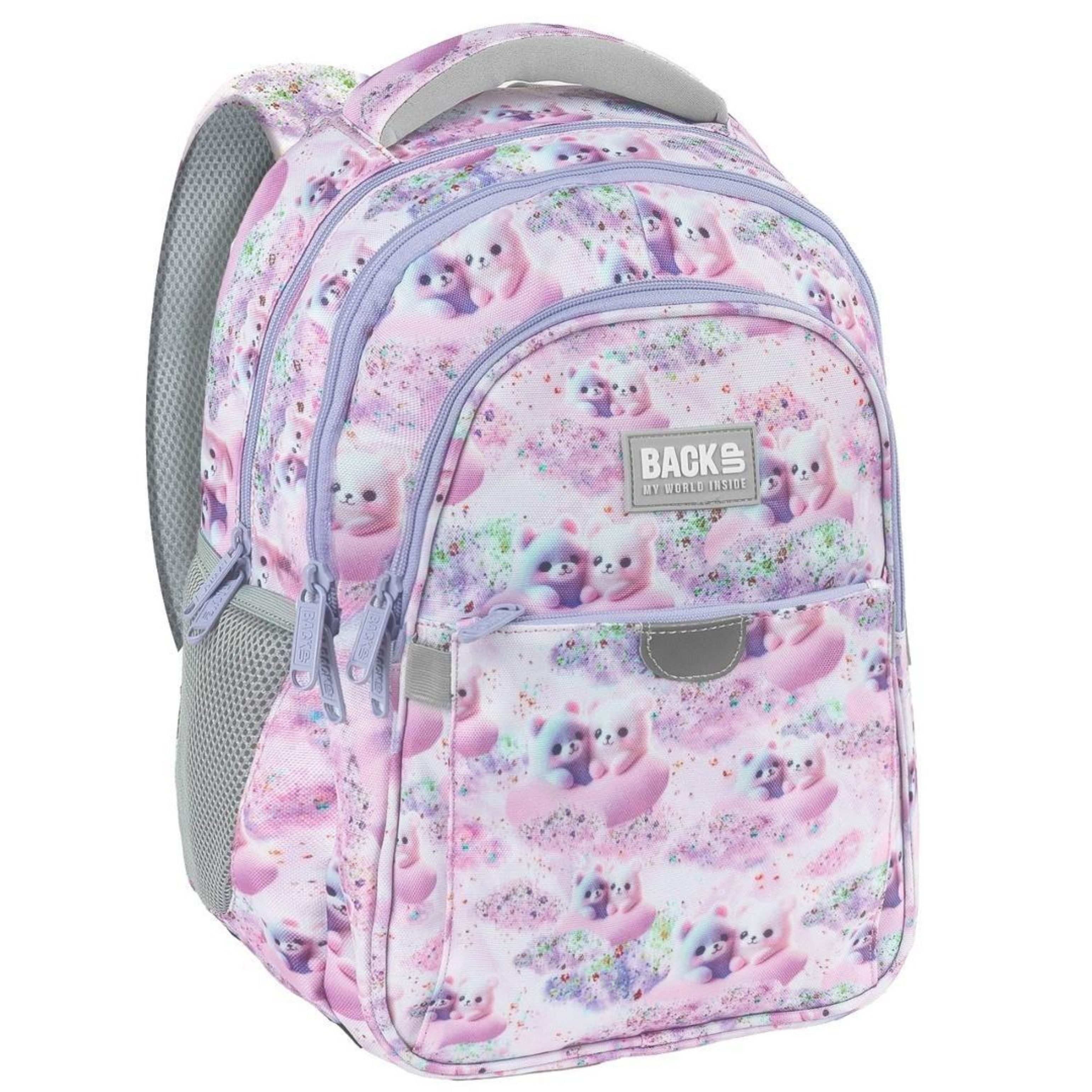Back Up Schulrucksack BackUP Schulrucksack P23 Pastellbären 3 Fächer 39x27x20 cm (1-tlg)