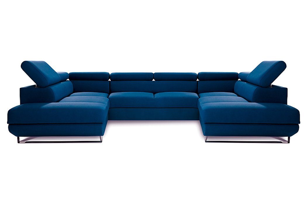 JVmoebel Ecksofa Wohnlandschaft Ecksofa Stoff U-Form Couch Design, Made in Europe Blau
