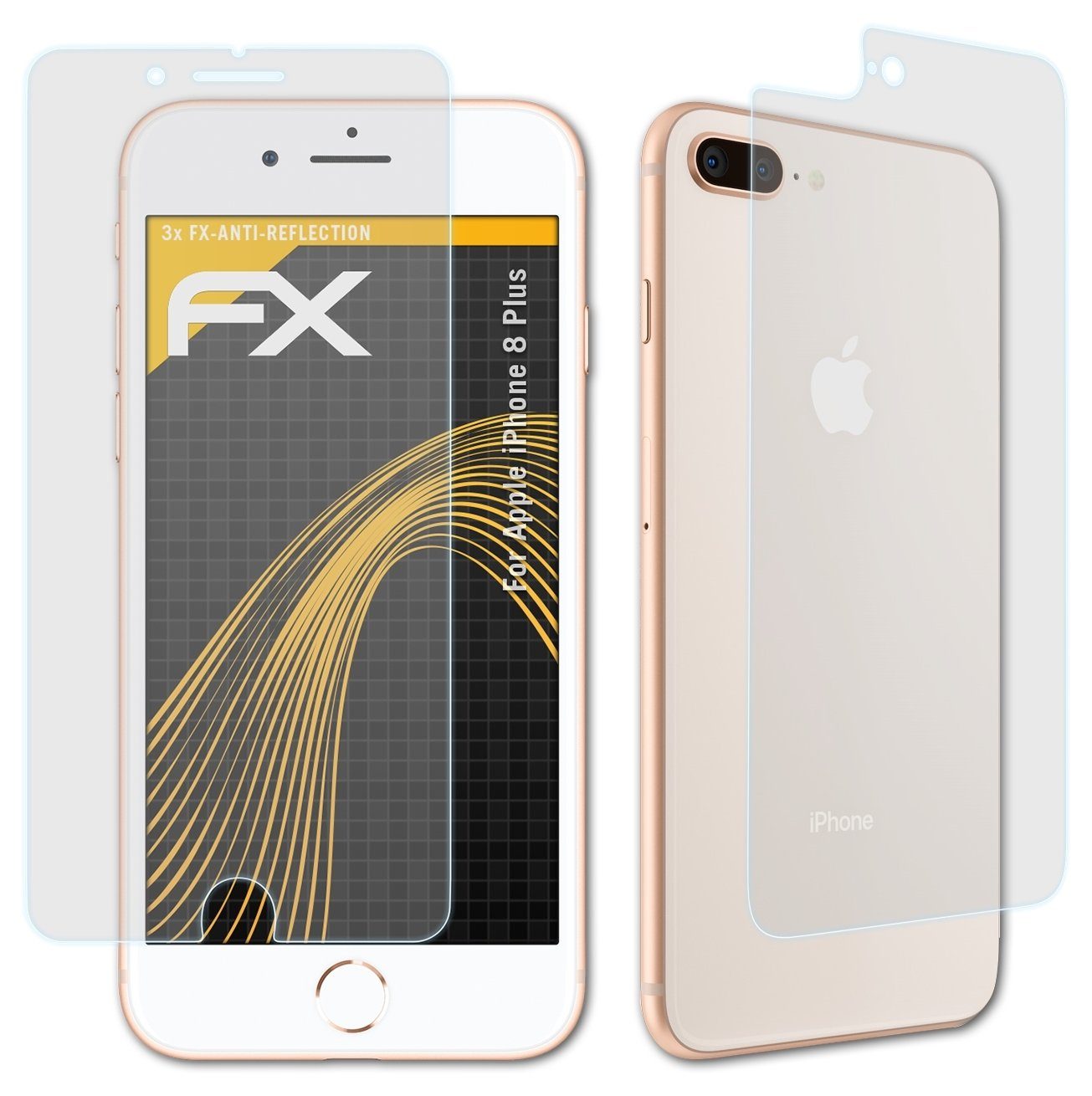 atFoliX Schutzfolie für Apple iPhone 8 Plus, (3er Set), Entspiegelnd und stoßdämpfend