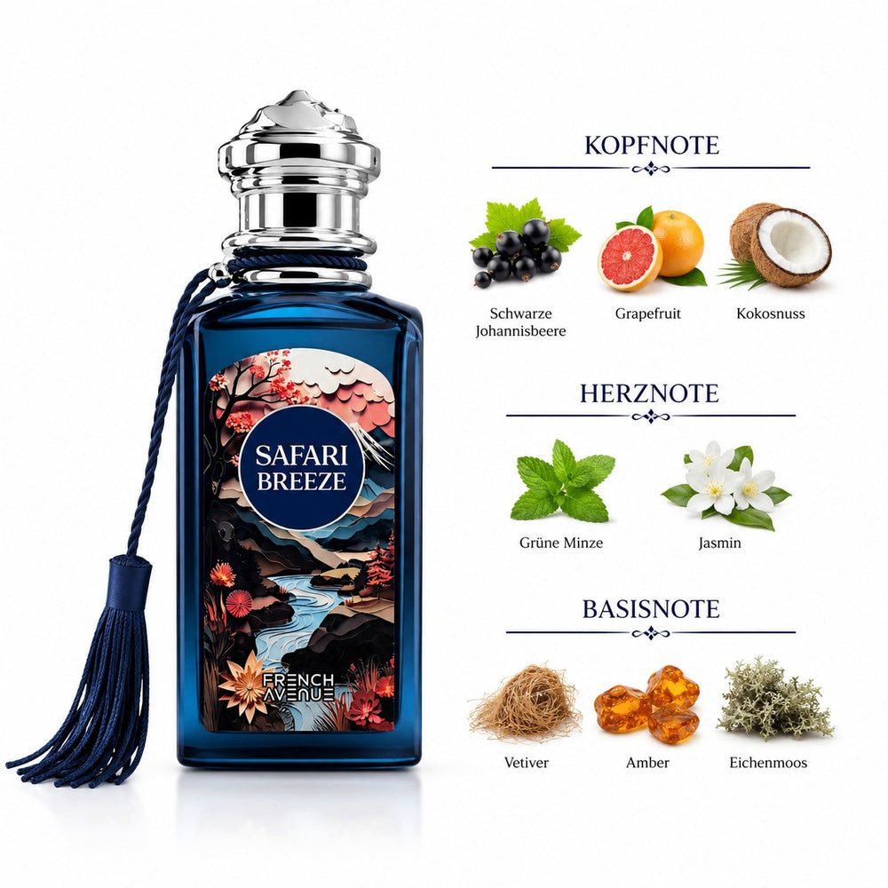 French Avenue Extrait Parfum Safari Breeze – Tropisch frische Duft mit Minze, Kokos & Grapefruit