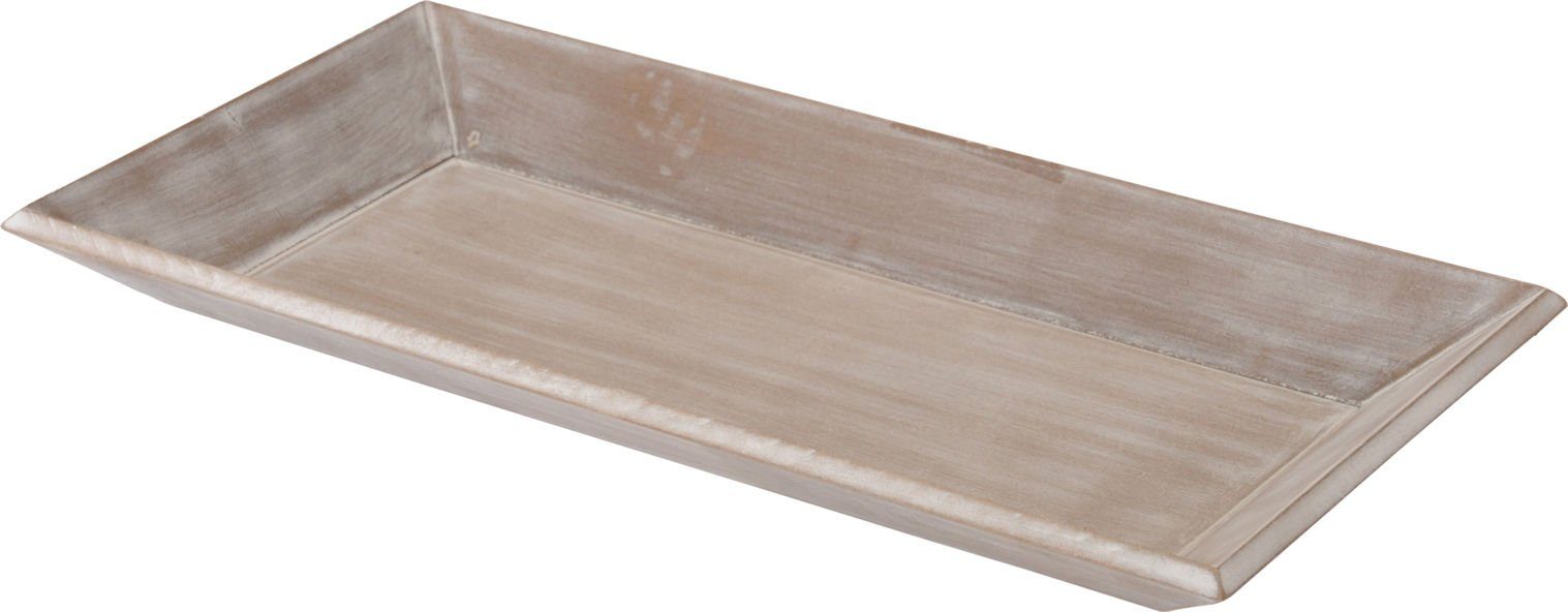 Spetebo Dekotablett Vintage Holz Tablett shabby weiß - 40 x 21 cm, Deko Kerzen Tablett Servier Brett