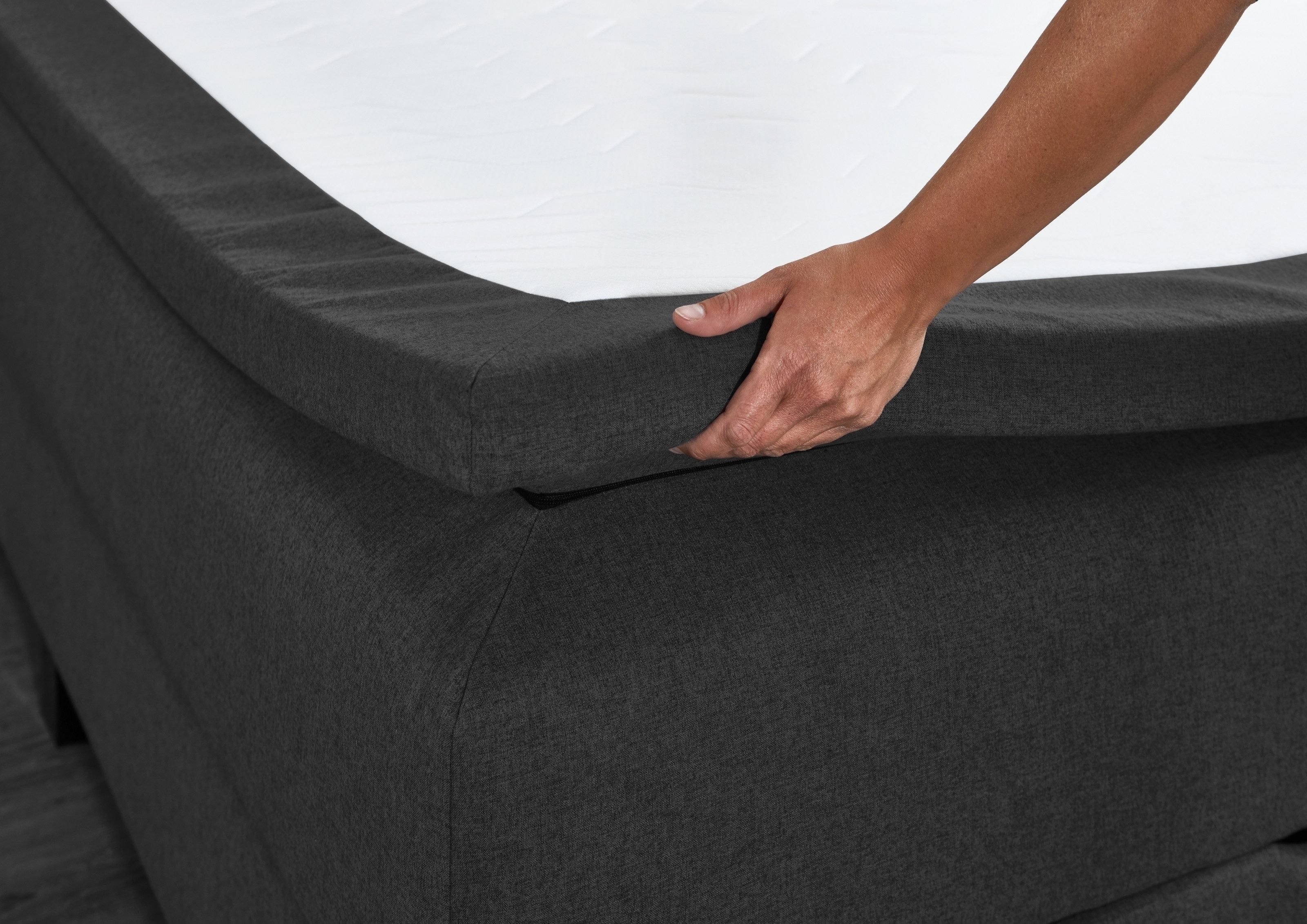 möbelando Young Box Spring Bed, incl. Topper, USB and LED Lighting, Anthracite - 140x200 cm