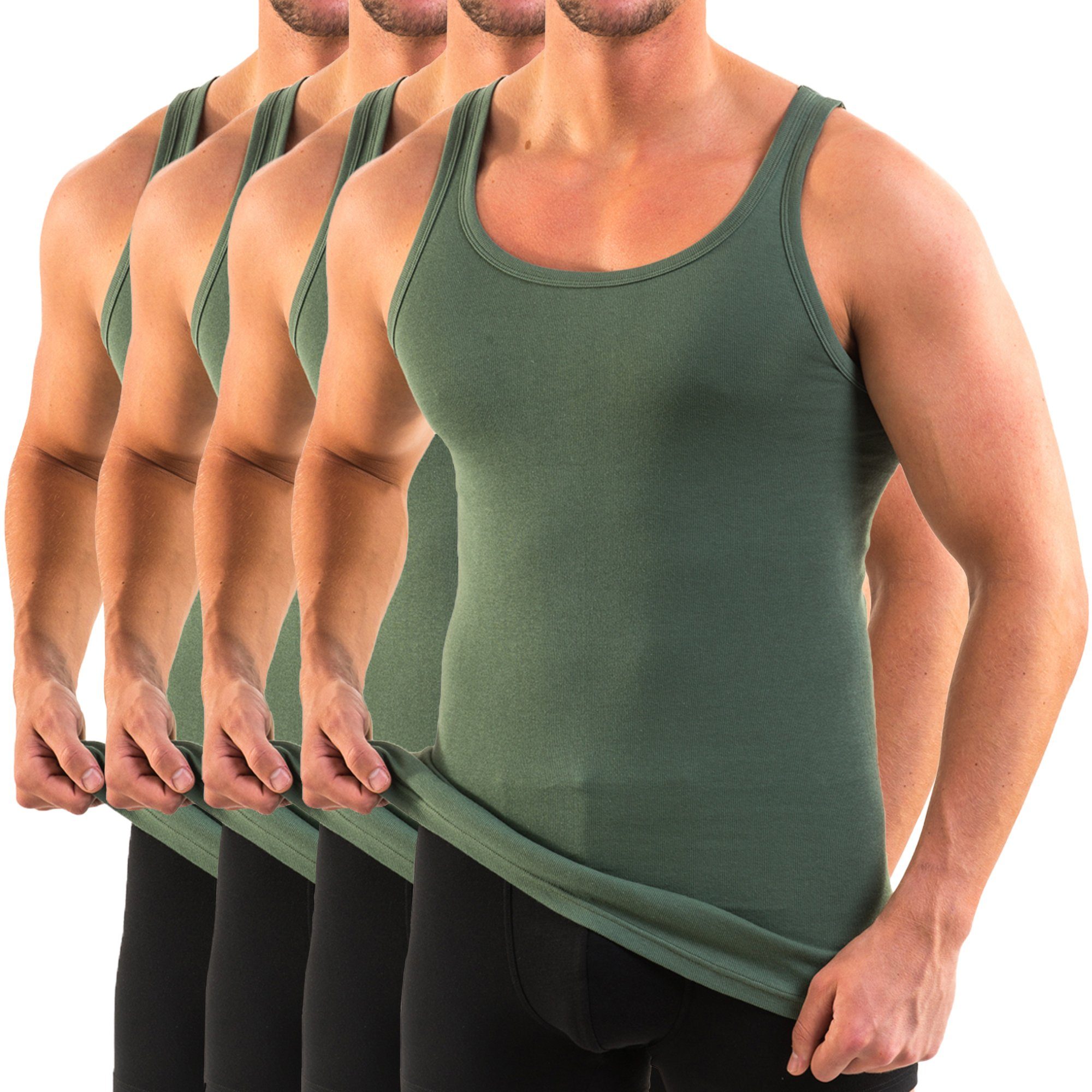 HERMKO Unterhemd 3000 4er Pack Herren Tank Top (Weitere Farben) Bio-Baumwolle