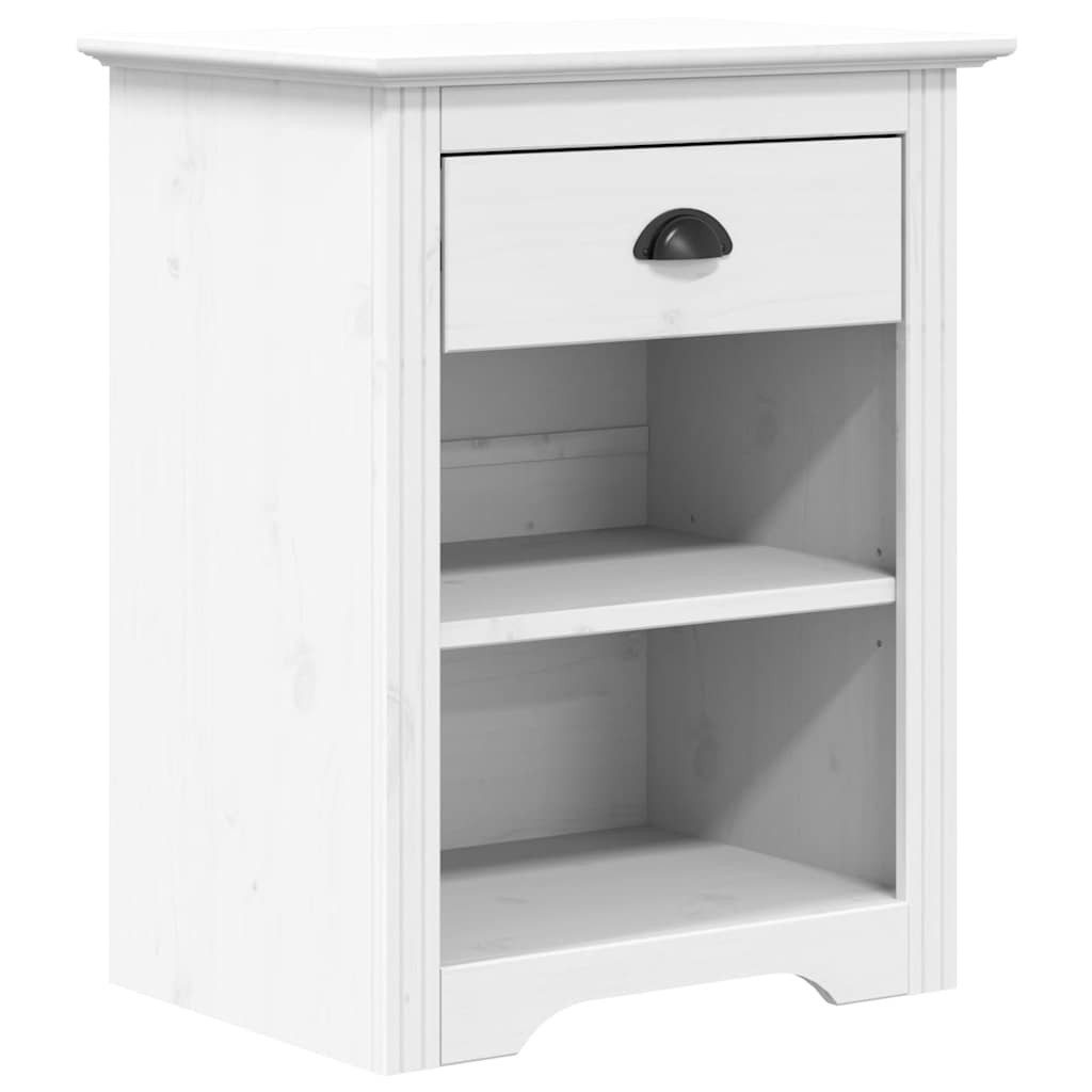 vidaXL Nachttisch Nachttisch BODO Weiß 53x38,5x67 cm Massivholz Kiefer (1-St)