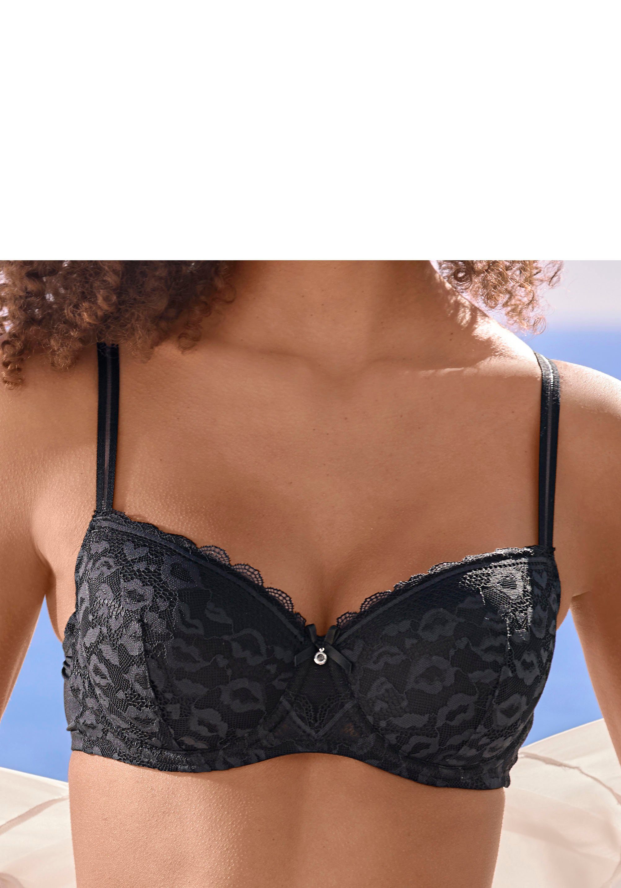 Vivance by Lascana Schalen-BH aus Spitze in Leo-Optik im modischen Balconnet-Schnitt, Dessous