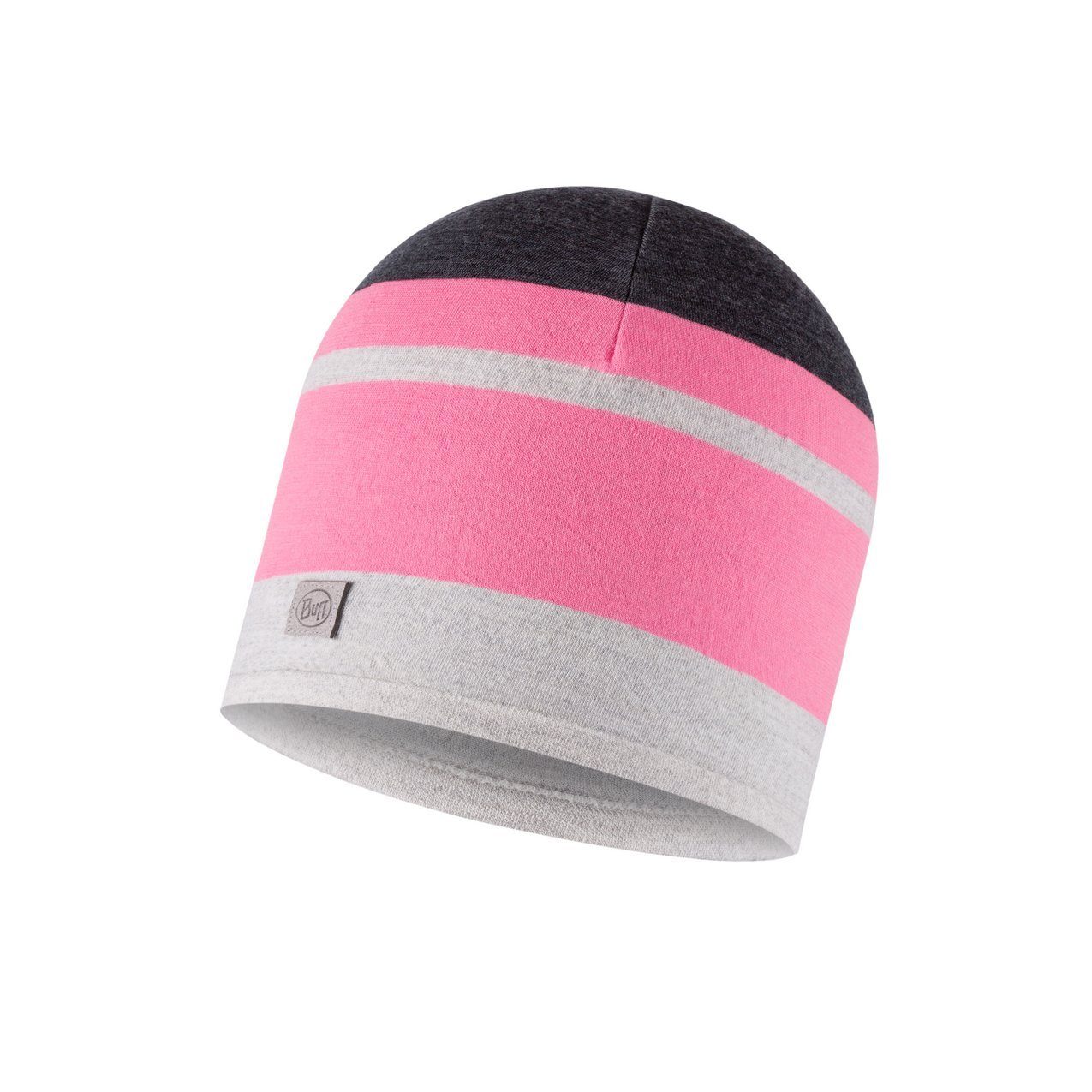 Buff Strickmütze - Move grau/pink Mütze Merino