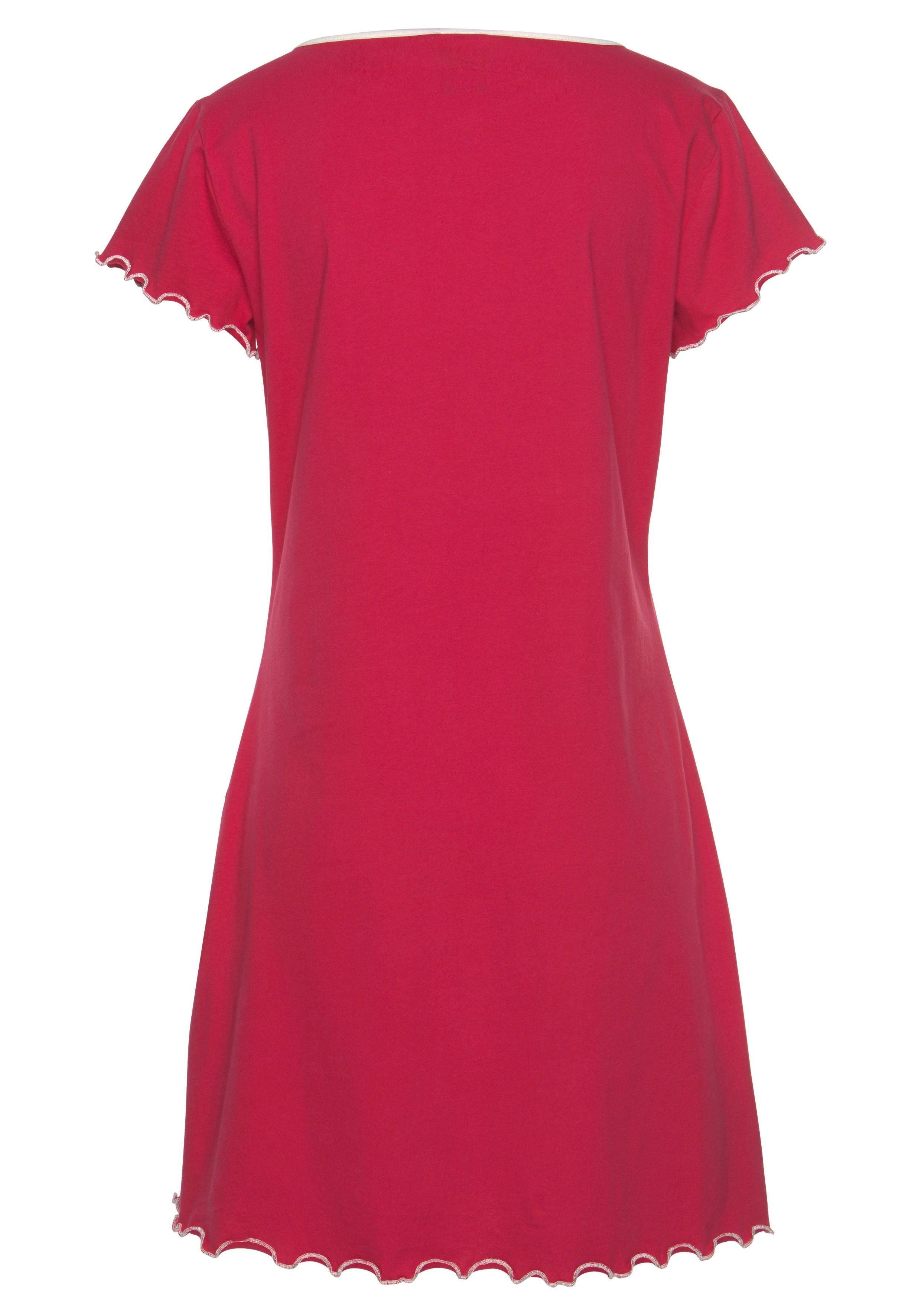 PEANUTS Nachthemd (1-teilig) mit Snoopy Print und Kräuselsäumen