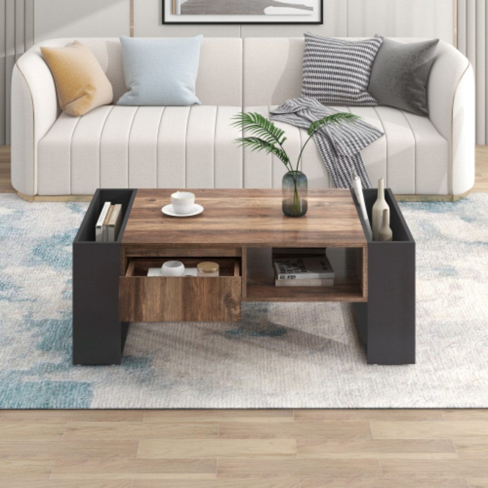 Totnz Couchtisch Couchtisch aus Holzmaserung, Wohnzimmer-Sofatisch, großer Stauraum