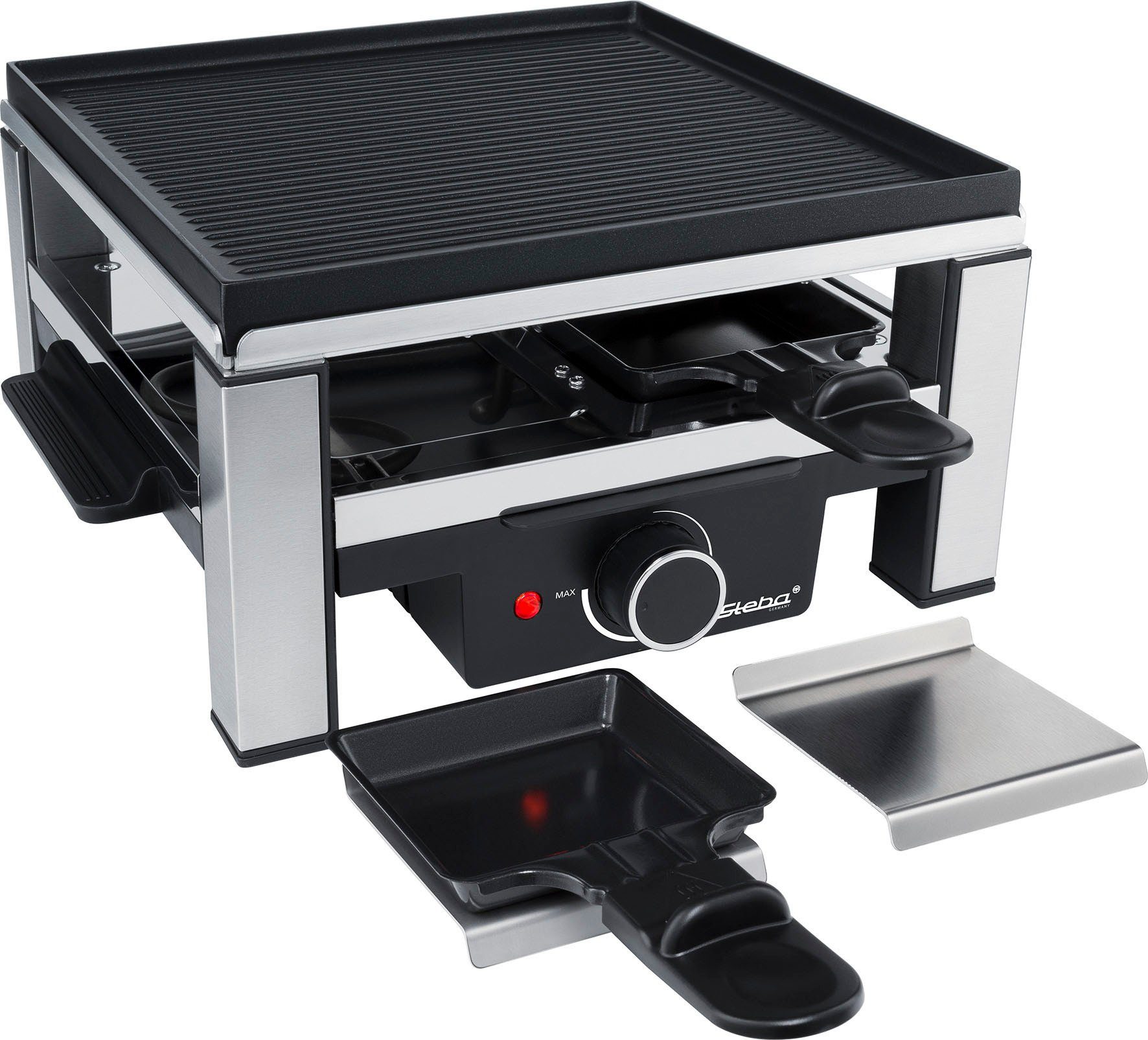 Steba Raclette RC 104, 4 Raclettepfännchen, 900 W