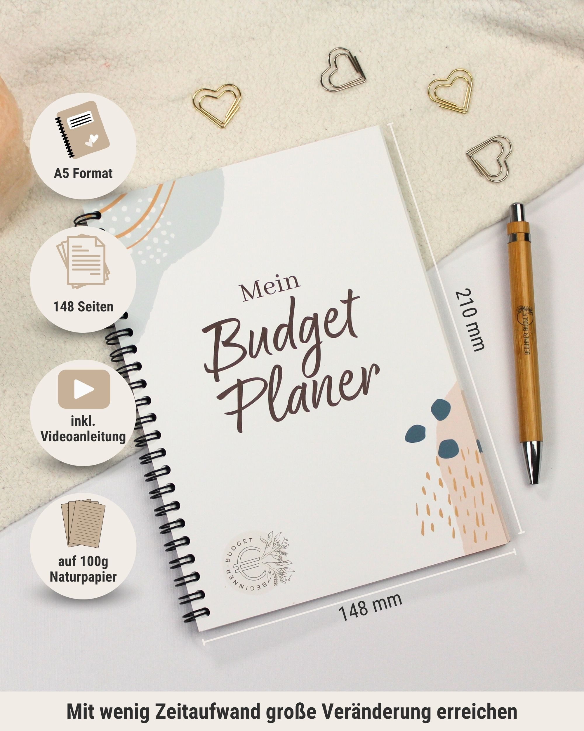 BeginnerBudget Jahresplaner Budget Planer Haushaltsbuch 144 Seiten Planer zum Geld Sparen Sparbuch, Finanzplaner zum Sparen, Geld Umgang lernen – Bild 5 von 5