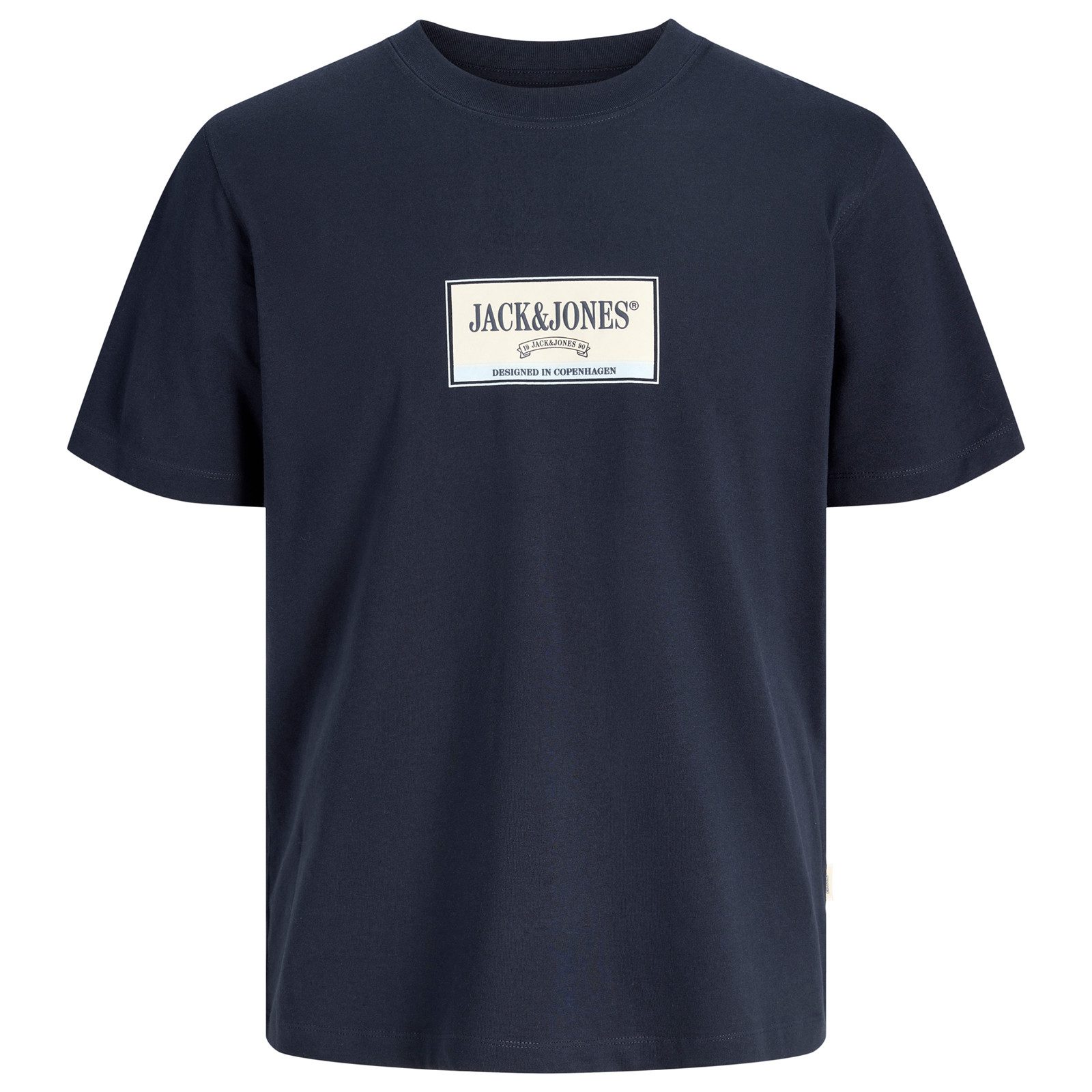 Jack & Jones Rundhalsshirt Jack&Jones XXL T-Shirt navy Print JORFREDERIKSBERG