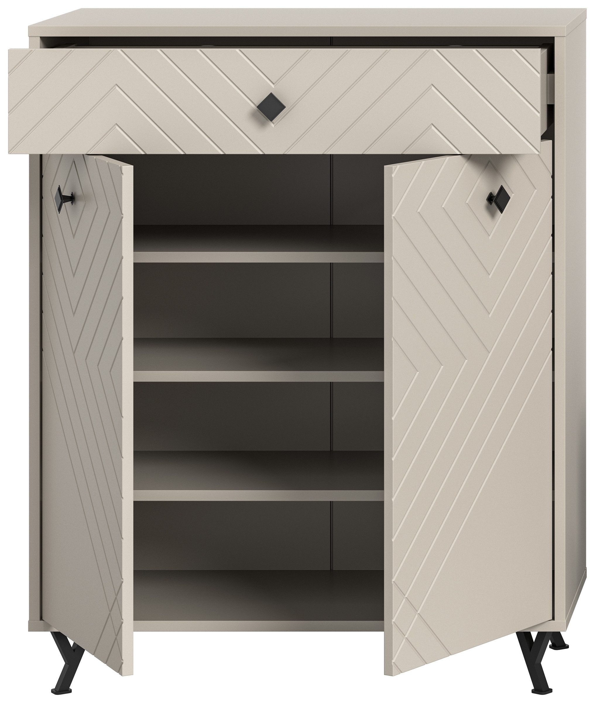 xonox.home Schuhkommode in Sandbeige Matt - 80x100x35cm (BxHxT)