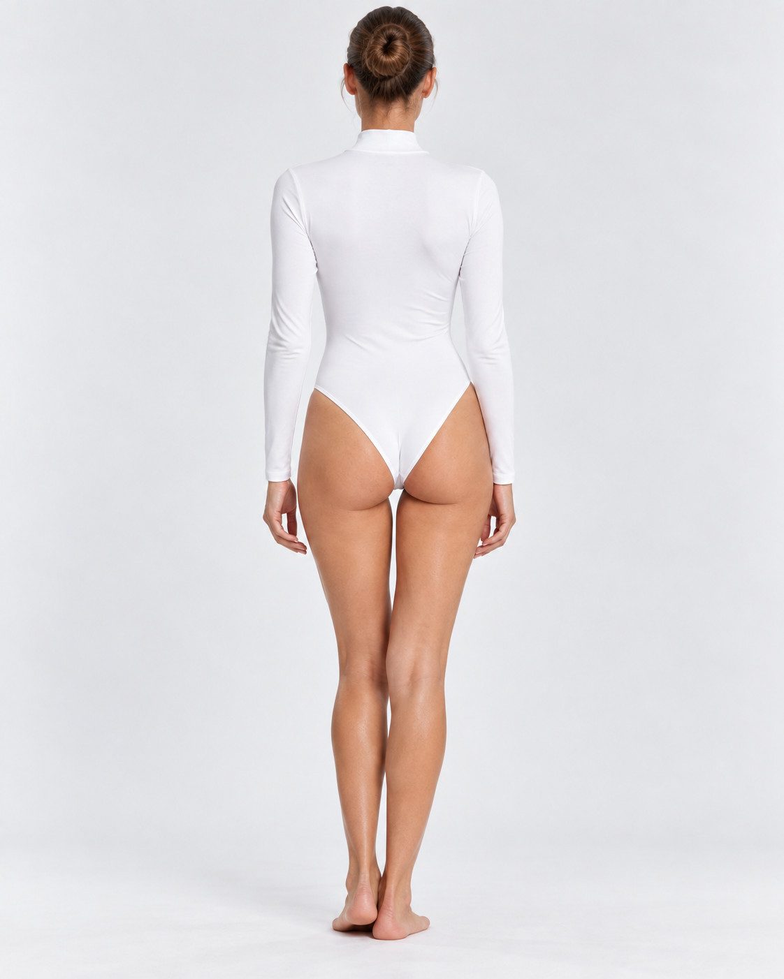 fashionshowcase Langarmbody Damen mit Halbkragen – Eleganter Bodysuit mit Hakenverschluss Hakenverschluss für einfaches An- und Ausziehen, schlichte Eleganz. – Bild 4 von 5