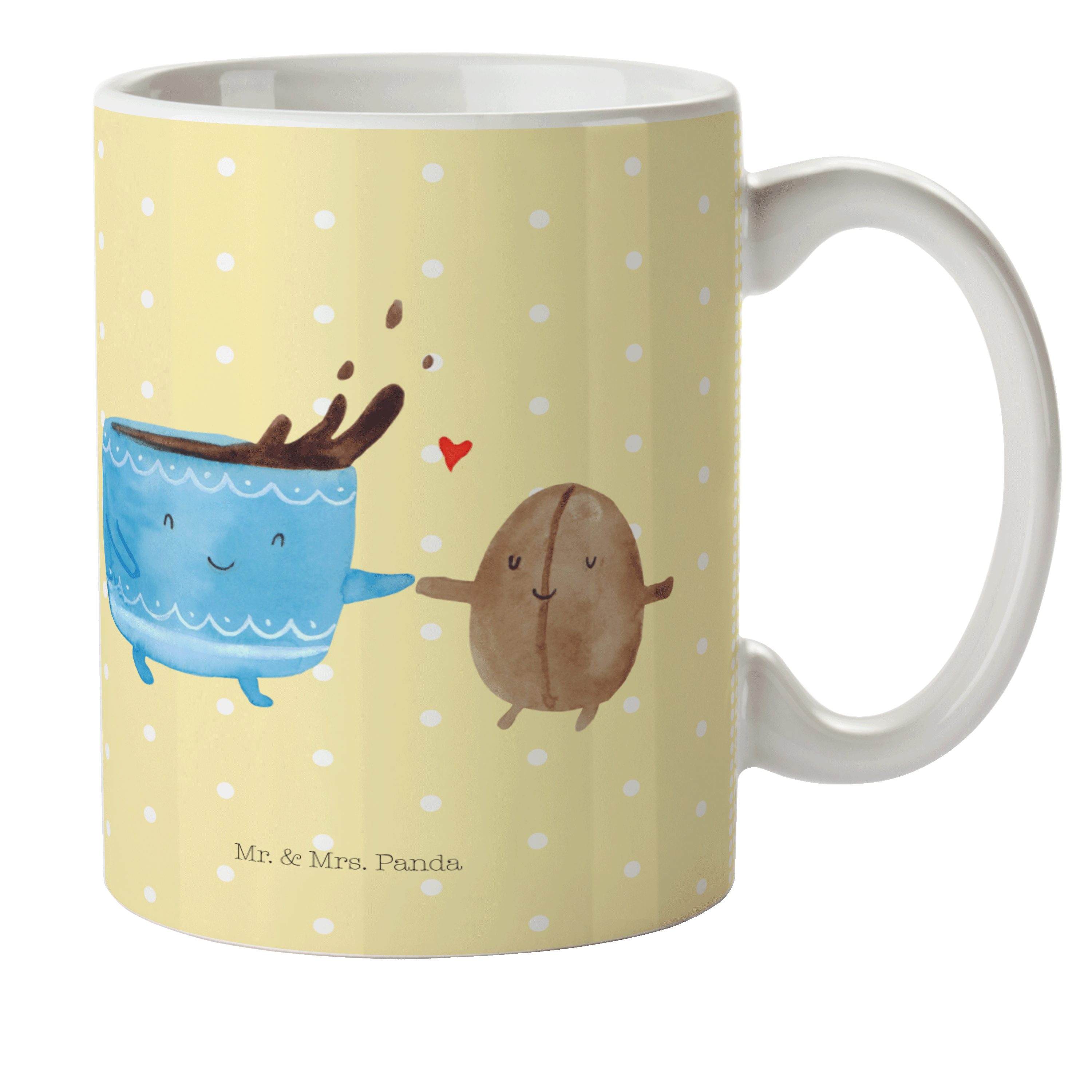 Mr. & Mrs. Panda Kinderbecher »Kaffee Bohne Gelb Pastell Geschenk